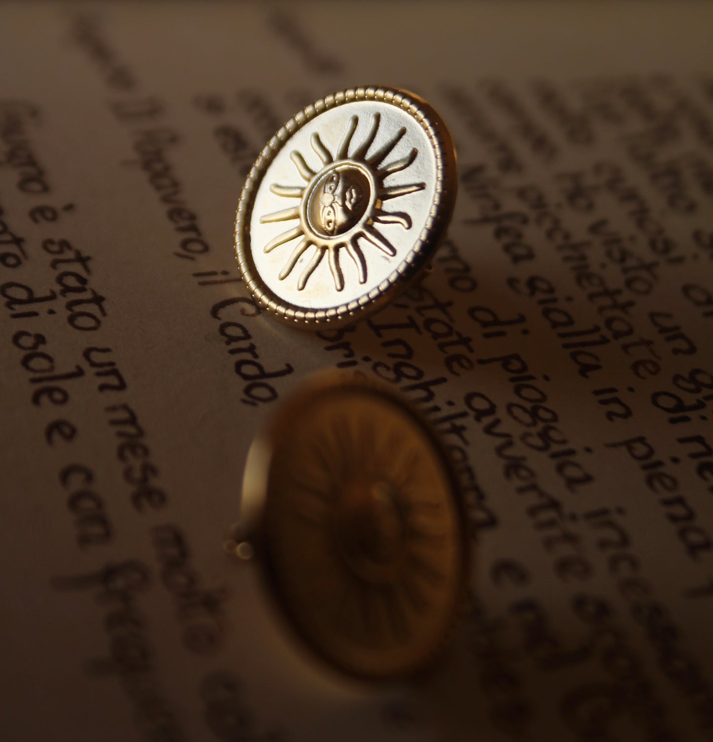Gold Sun Medallion Earrings