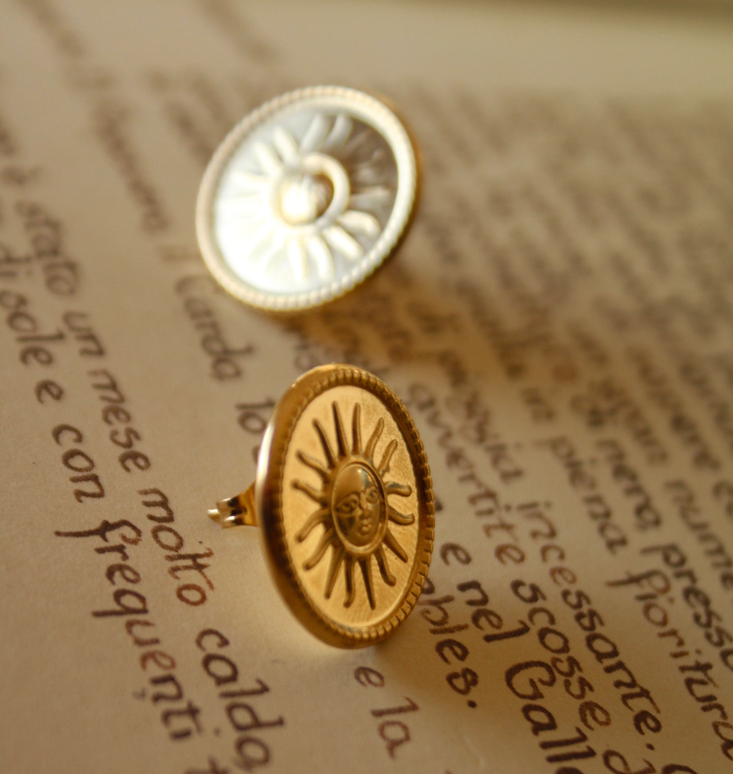 Gold Sun Medallion Earrings
