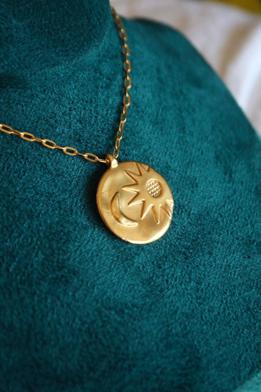 Sun and Moon Gold Medallion Necklace
