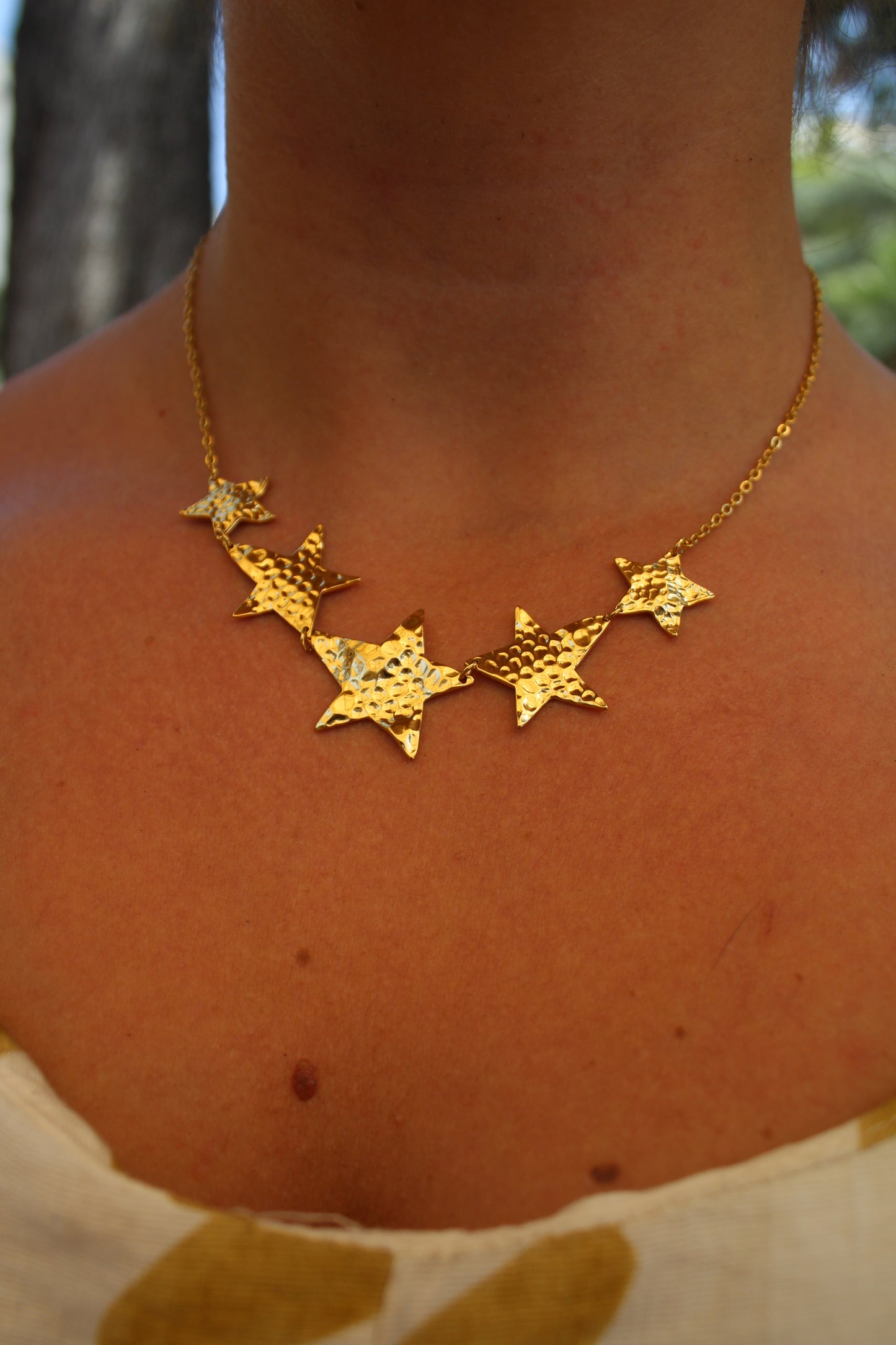 Five Golden Stars Necklace
