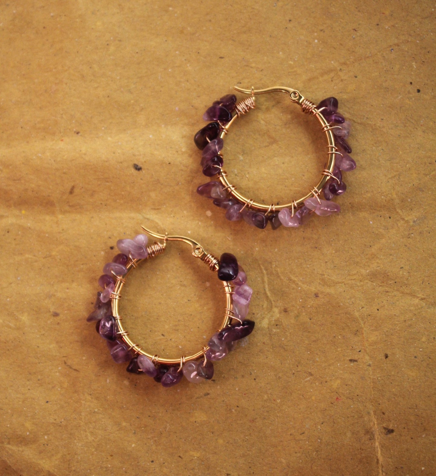 purple crystal hoop earrings