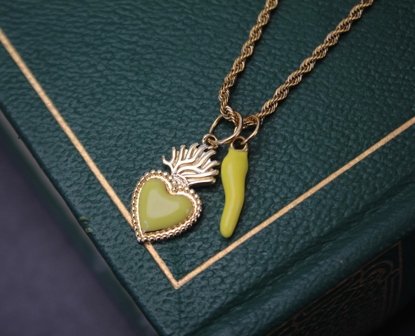 Sacred Heart Horn Necklace