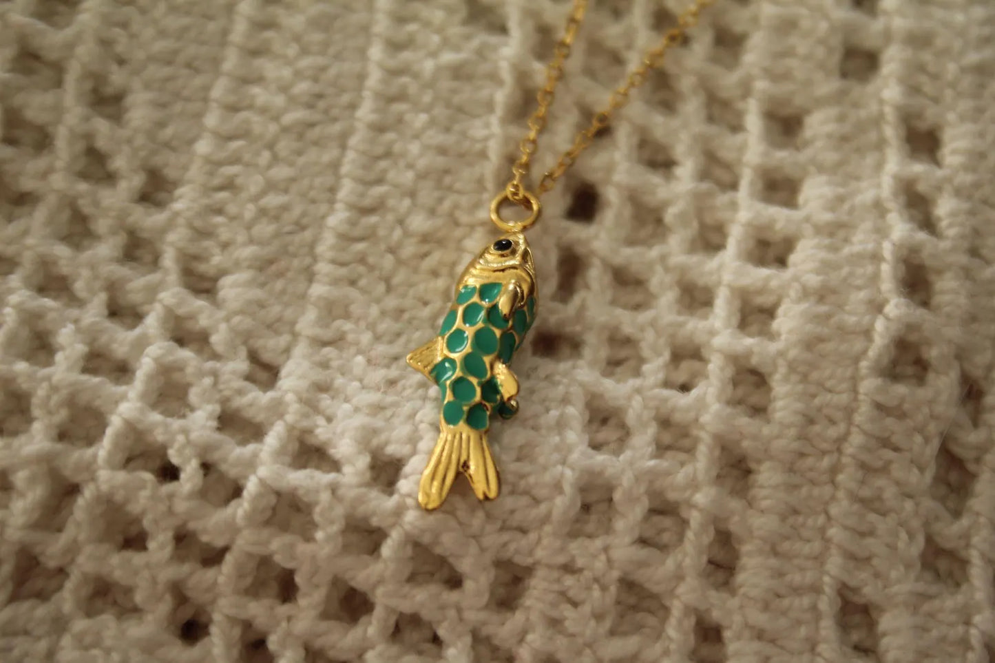 Little Golden Fish Necklace | Colorful Enamel Fish Charm