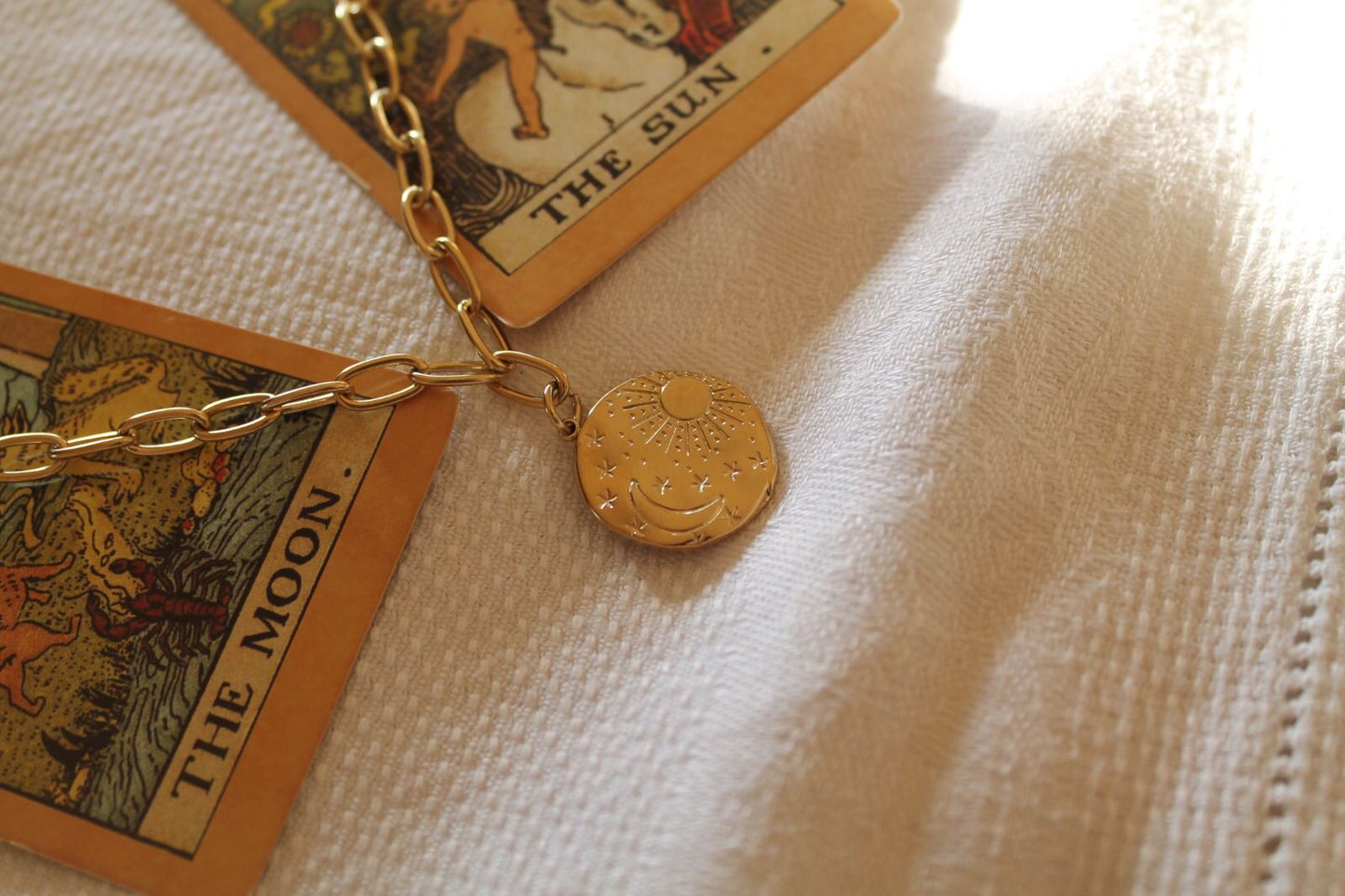 18k Gold Sun & Crescent Moon Necklace