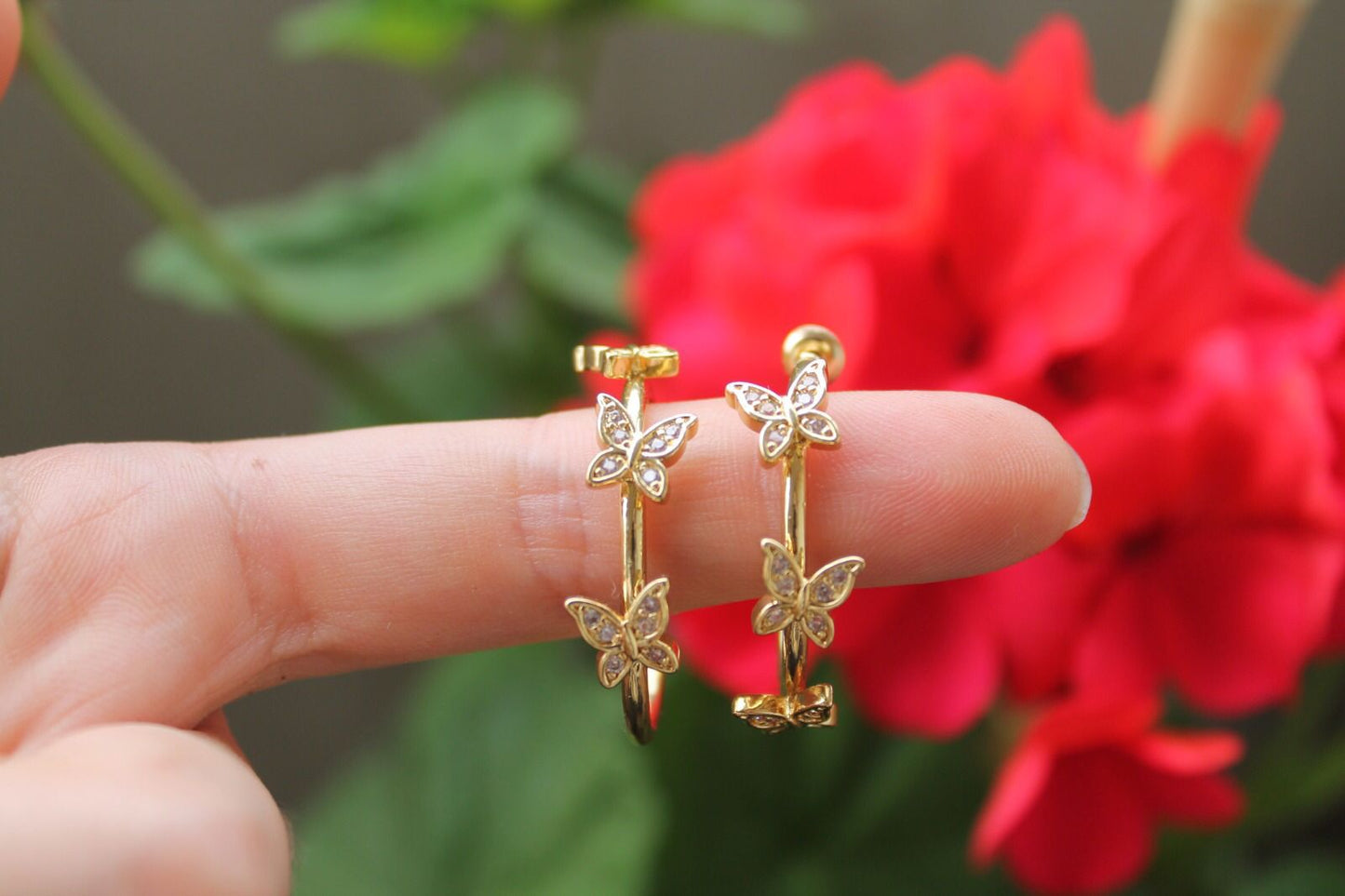 Elegant Butterfly Hoops