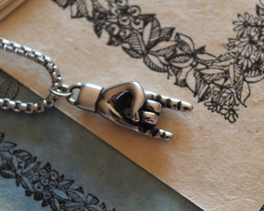 Horned Hand Charm Necklace