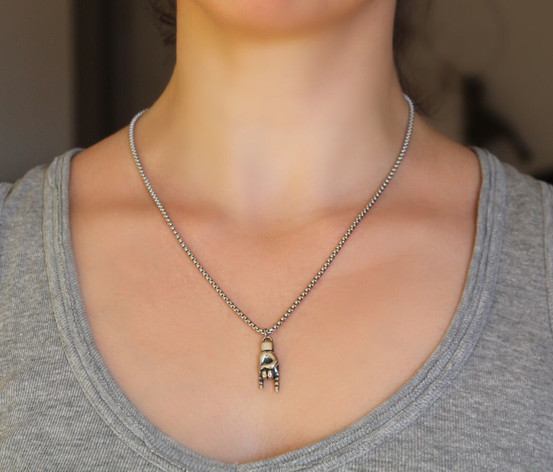 Horned Hand Charm Necklace