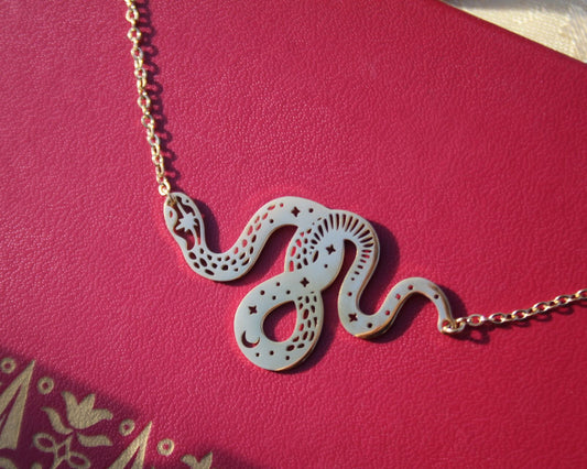 Snake Necklace, Gold Serpent Necklace, Snake Pendant Necklace, Gold Snake Charm, Serpent Jewelry