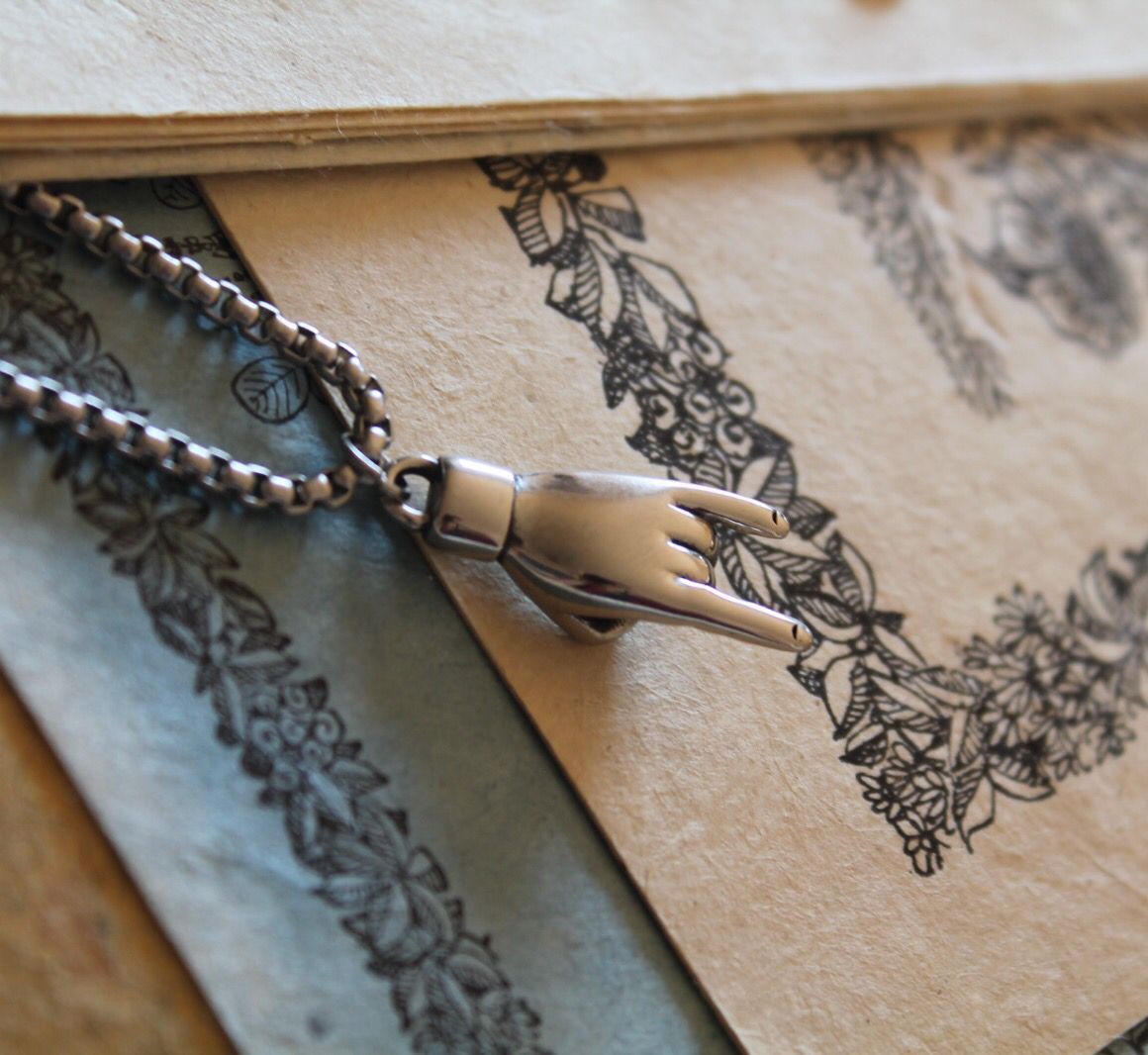 Horned Hand Charm Necklace