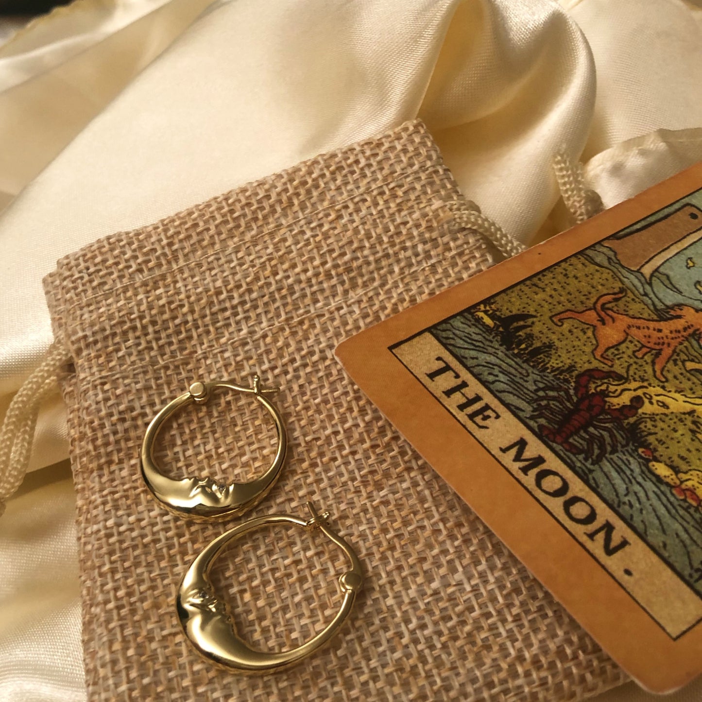 Gold hoop Moon earrings