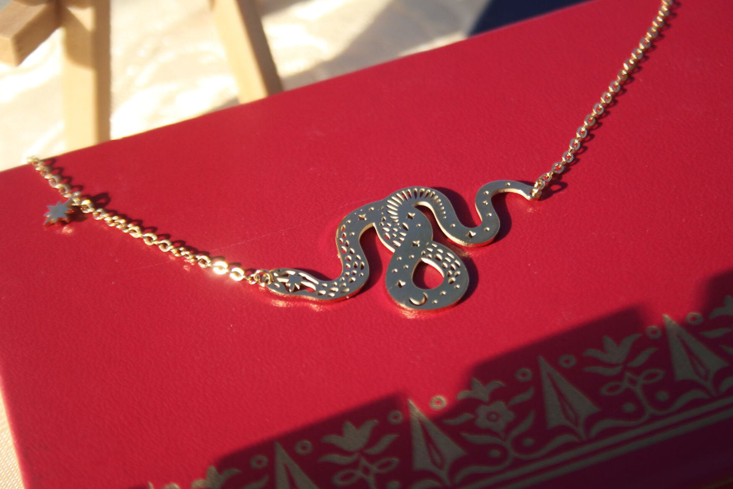 Snake Necklace, Gold Serpent Necklace, Snake Pendant Necklace, Gold Snake Charm, Serpent Jewelry