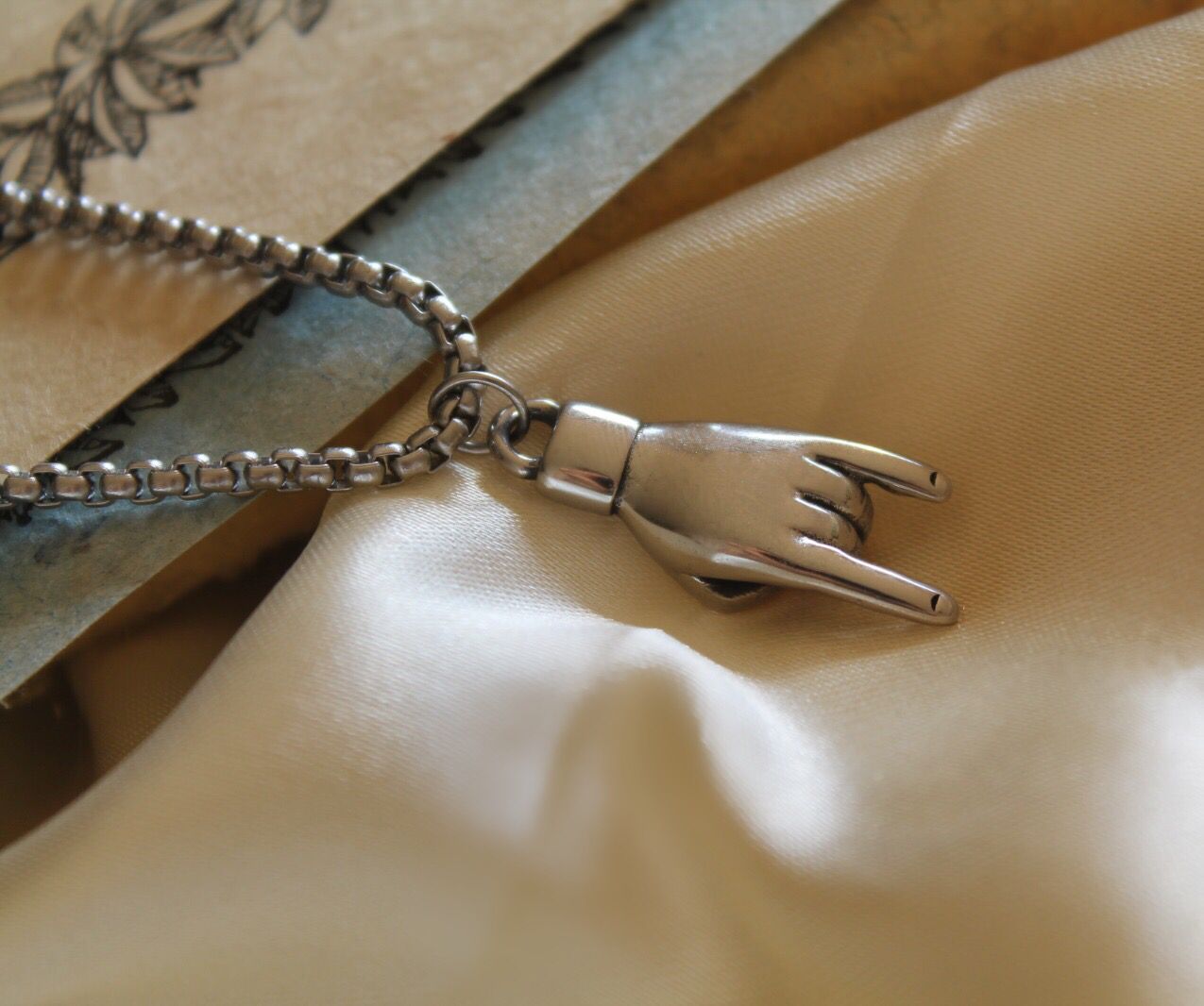 Horned Hand Charm Necklace