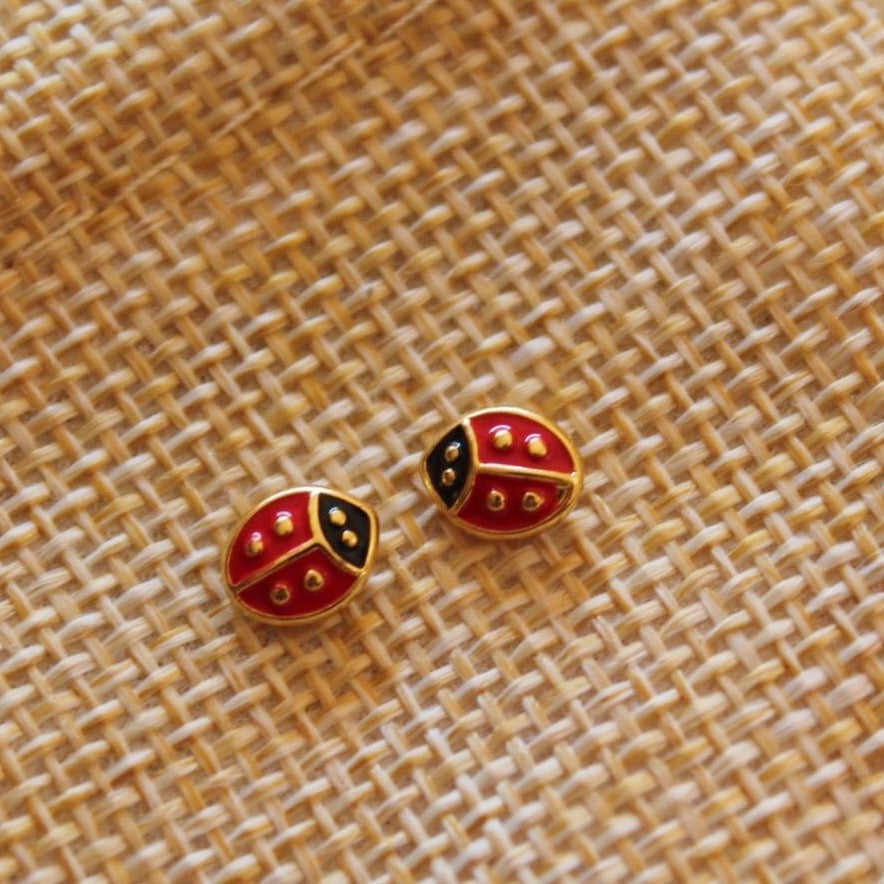 Detailed Artisanal Ladybug Earrings