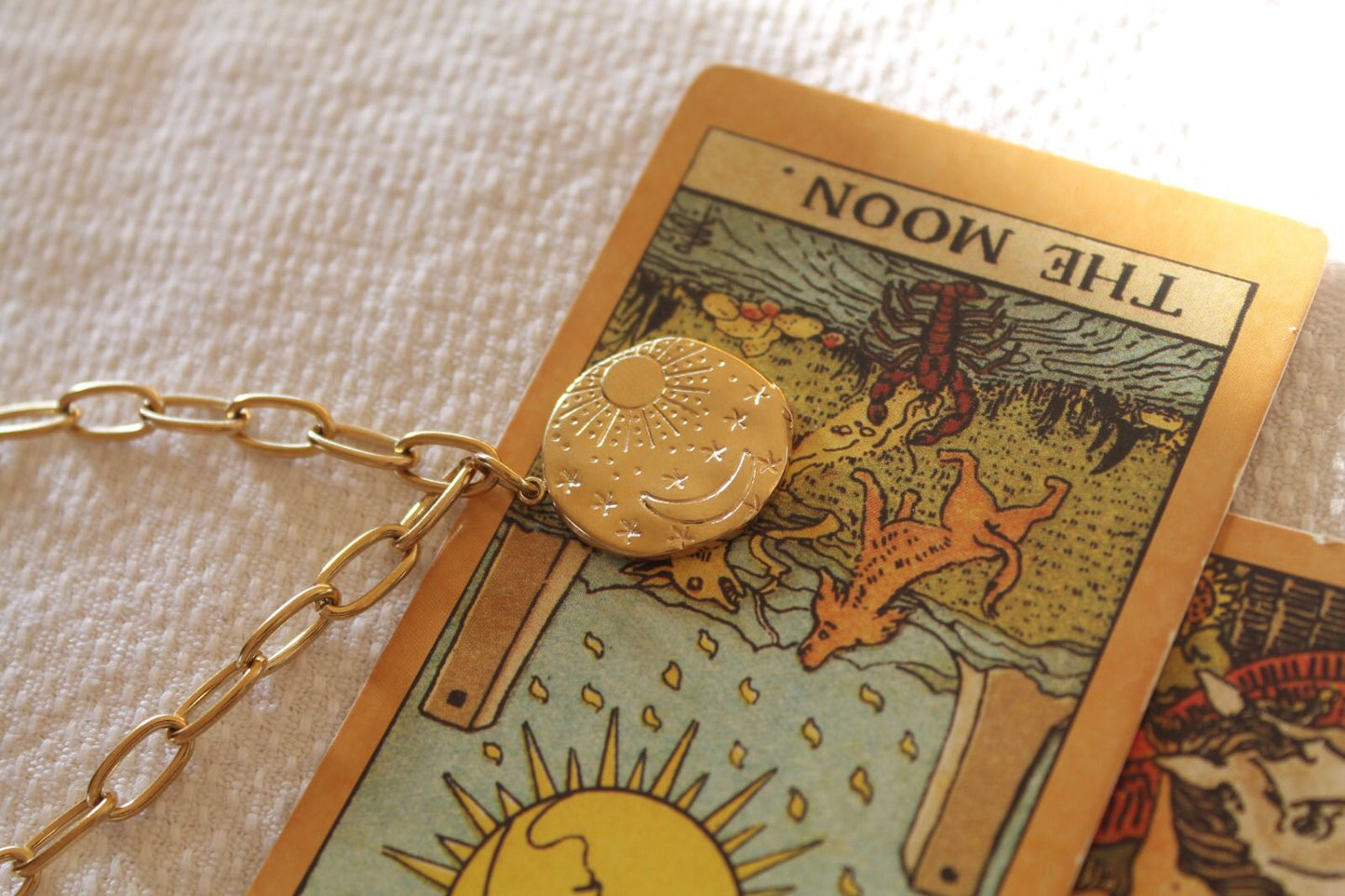 18k Gold Sun & Crescent Moon Necklace