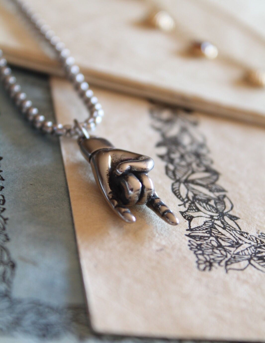 Horned Hand Charm Necklace