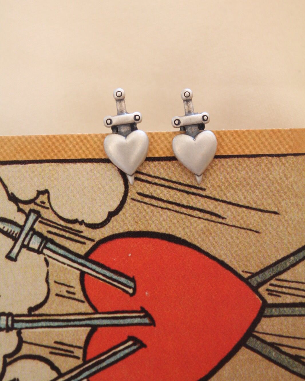 Sword-Pierced Heart Earrings