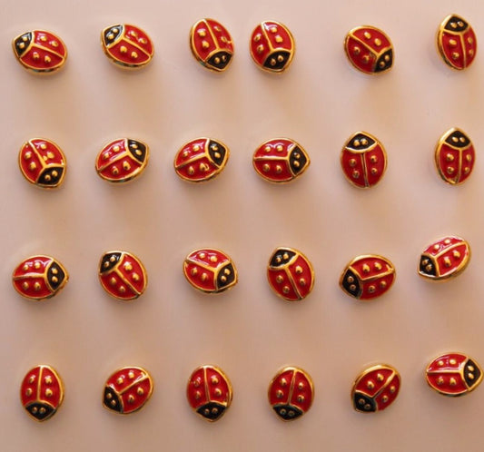 Tiny Ladybug Italian Good Luck Earrings - Front View