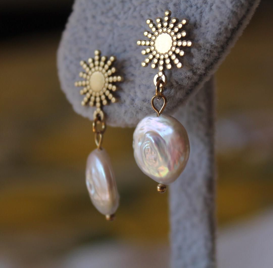 Pearl Earrings with Water-Resistant Finish