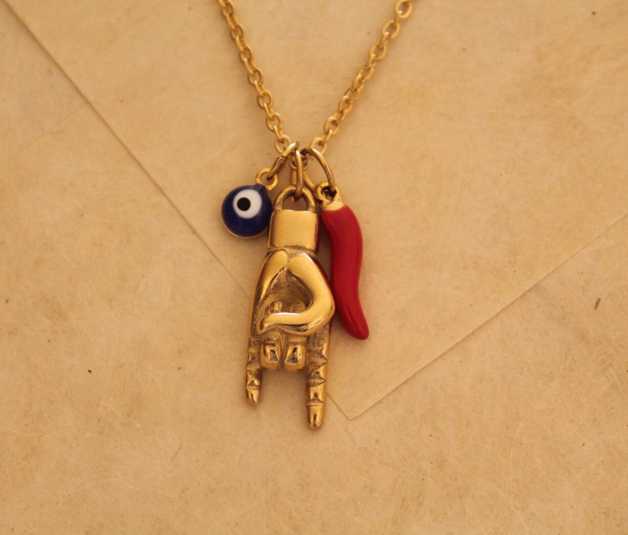 Gold Italian Horn Necklace