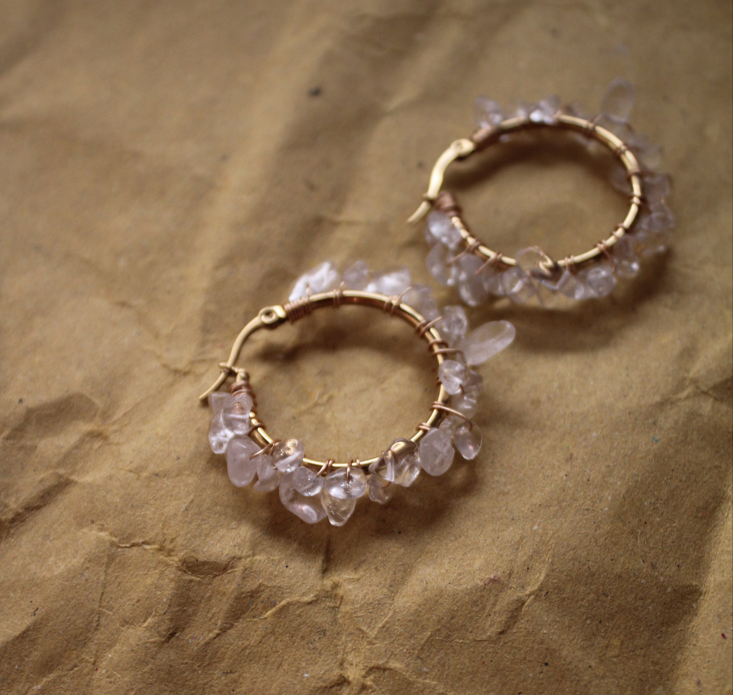 Clear Quartz Hoop Earrings