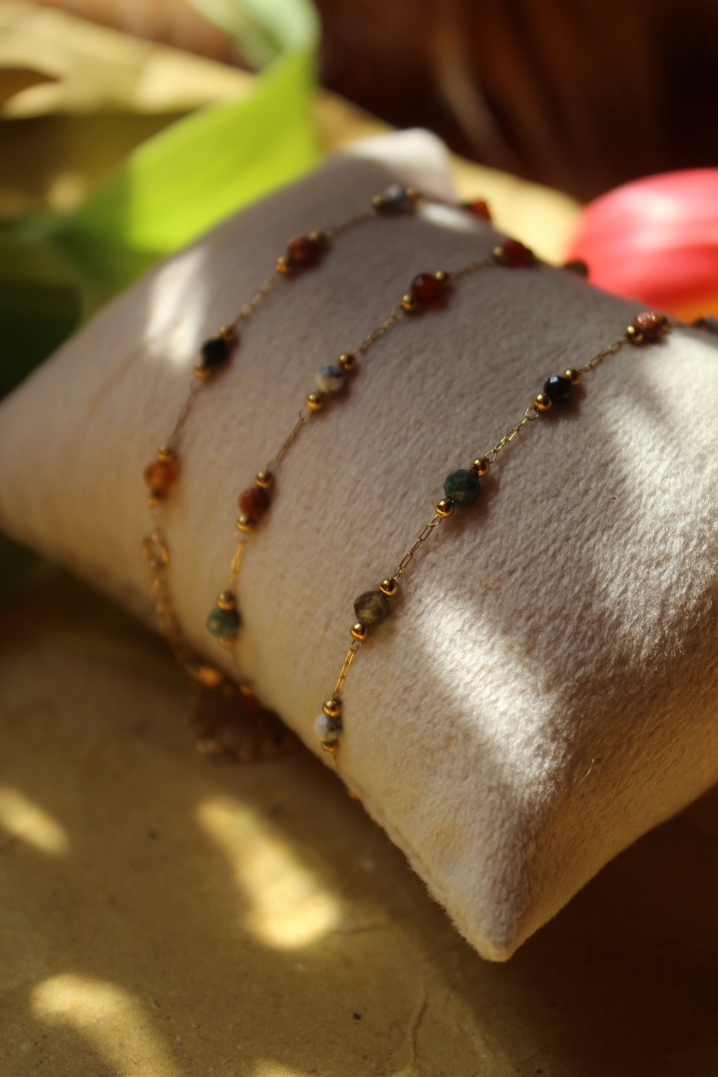 Detail of handmade gold plated bracelet