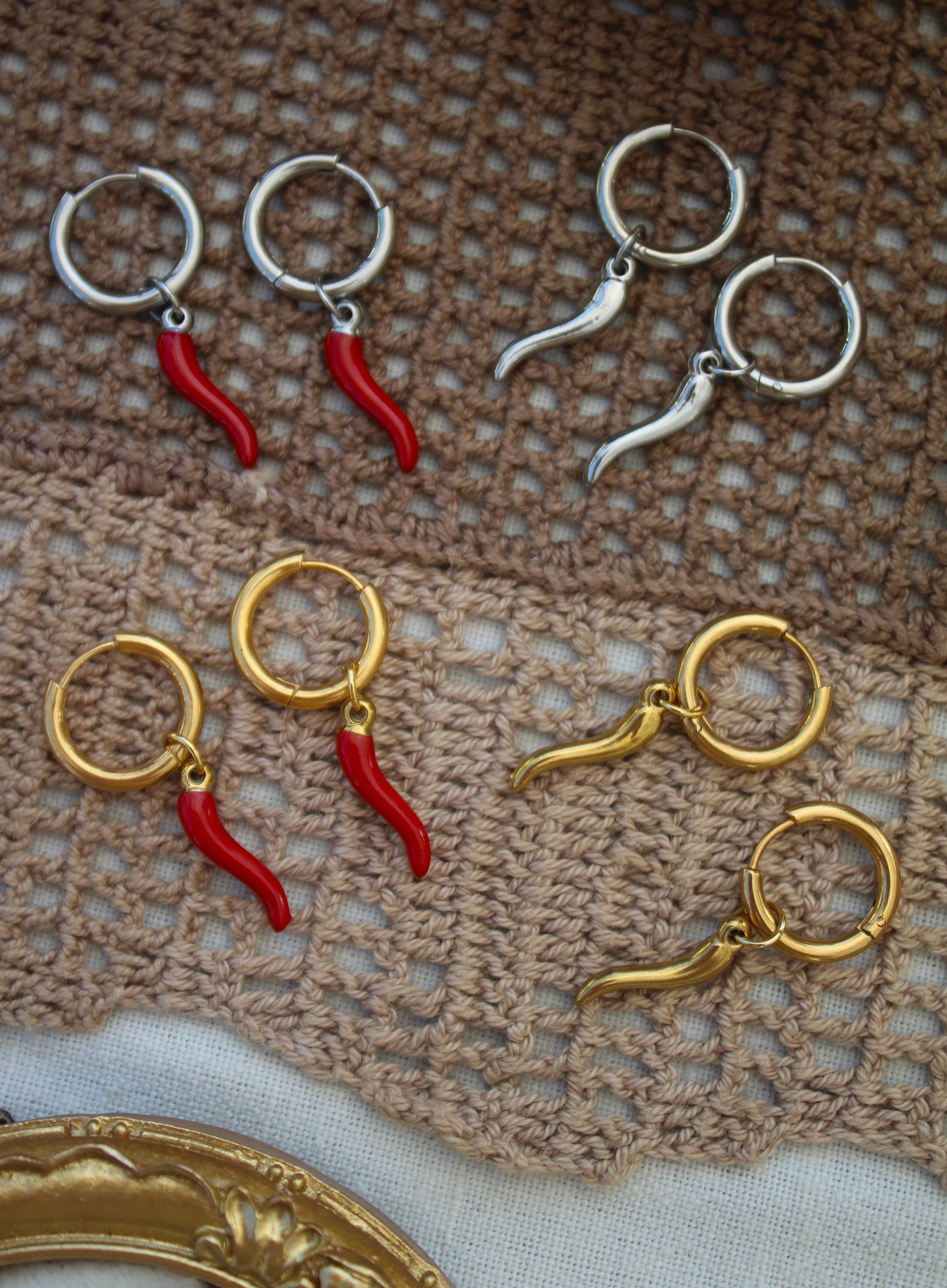 Cornicello Hoop Earrings