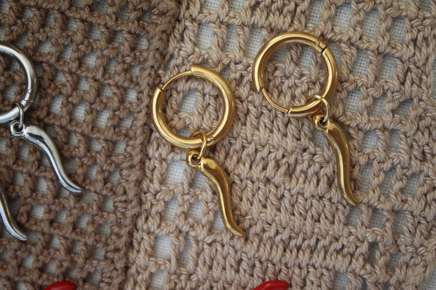 Cornicello Hoop Earrings