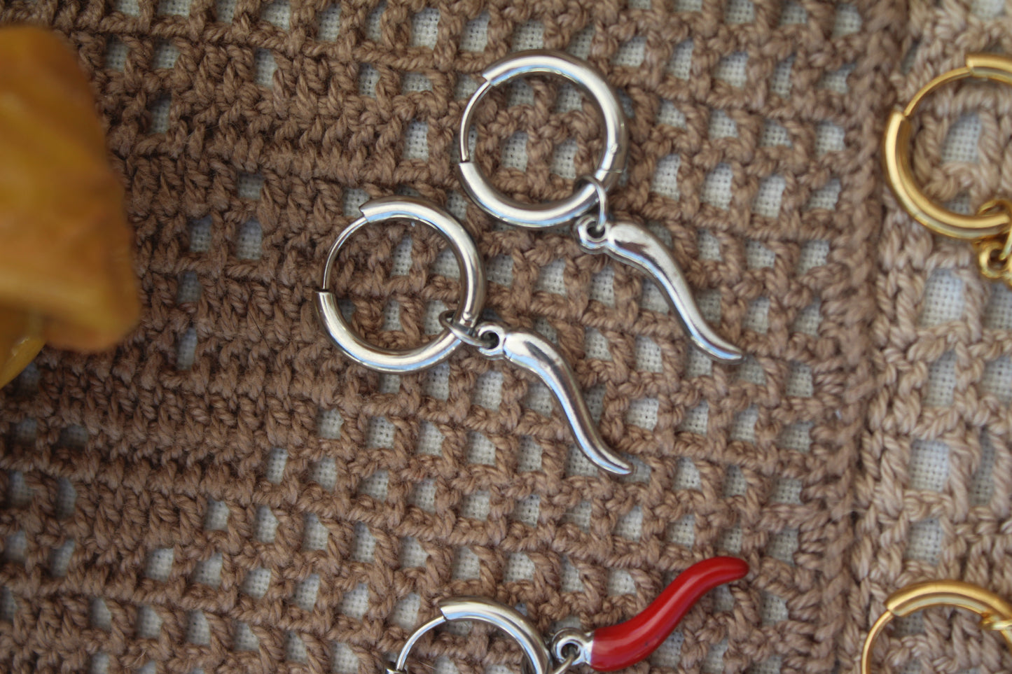 Cornicello Hoop Earrings