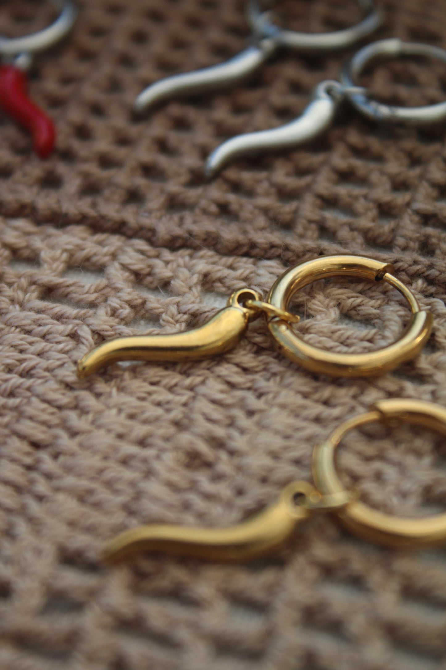 Cornicello Hoop Earrings