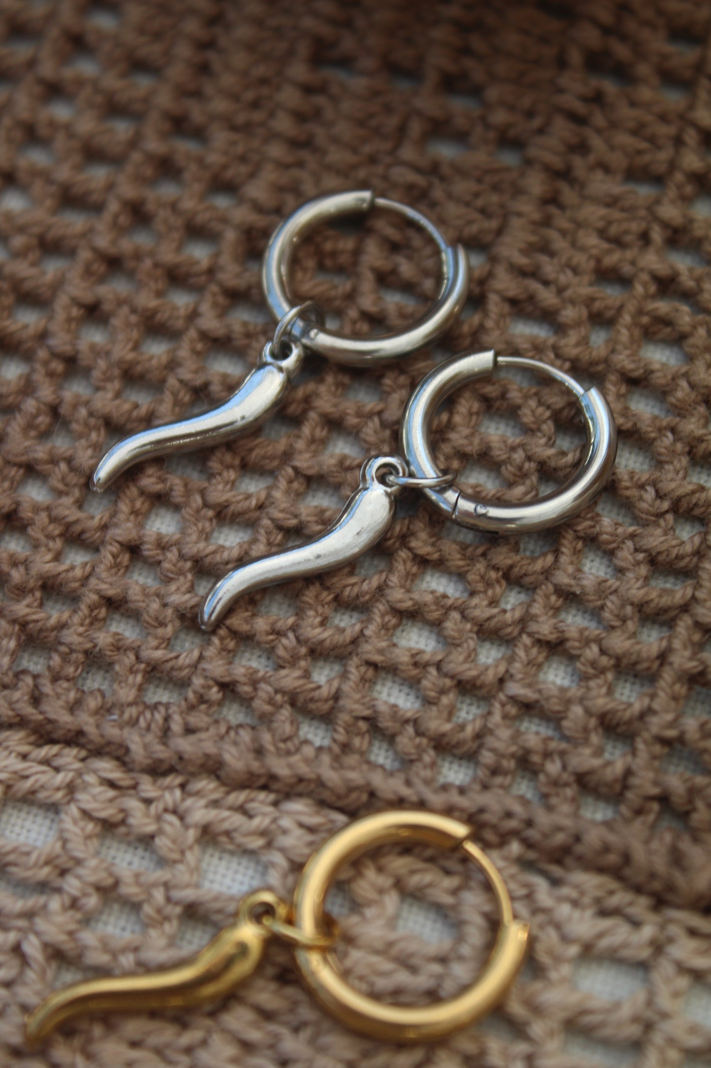 Cornicello Hoop Earrings
