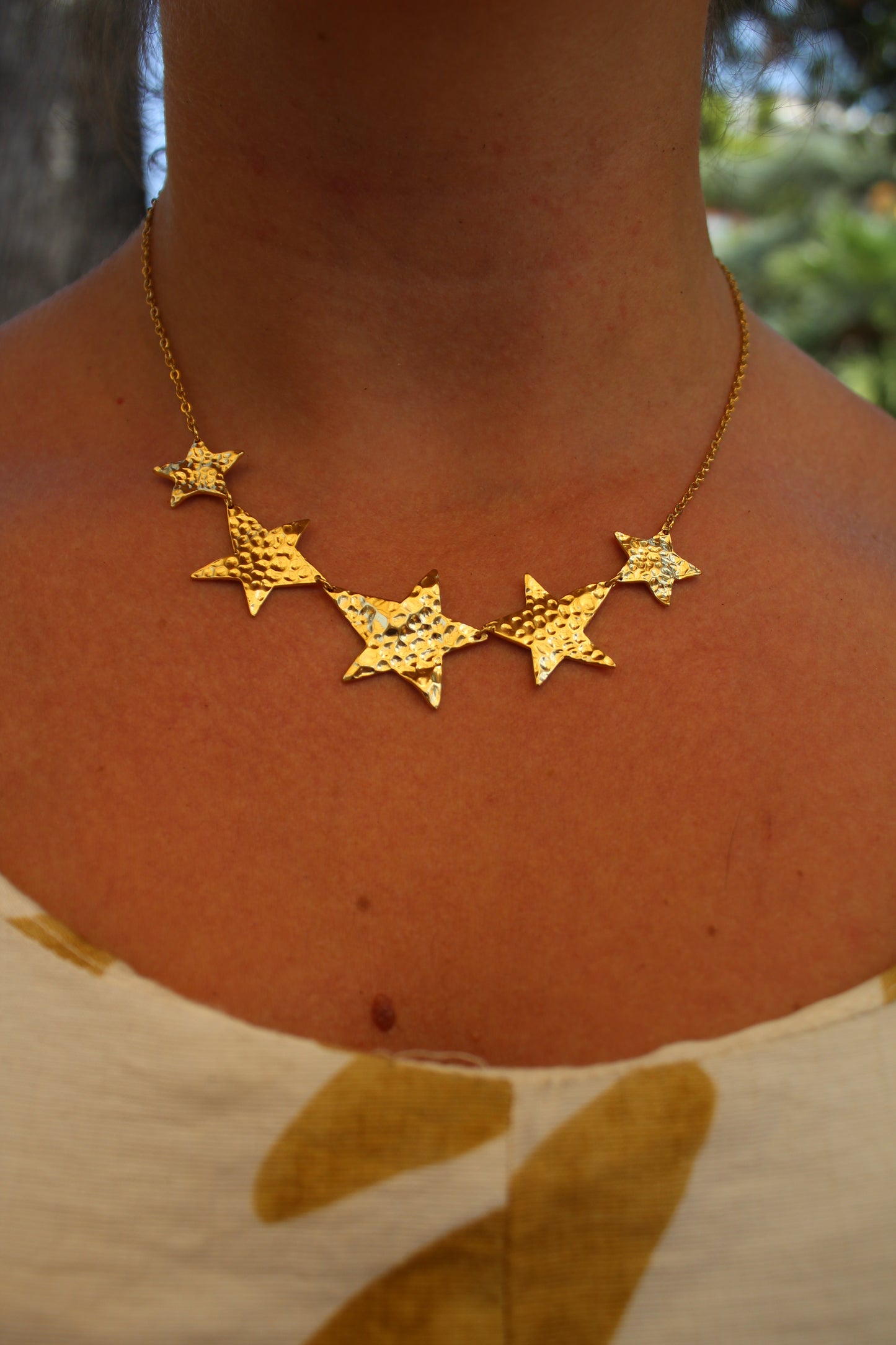 Five Golden Stars Necklace