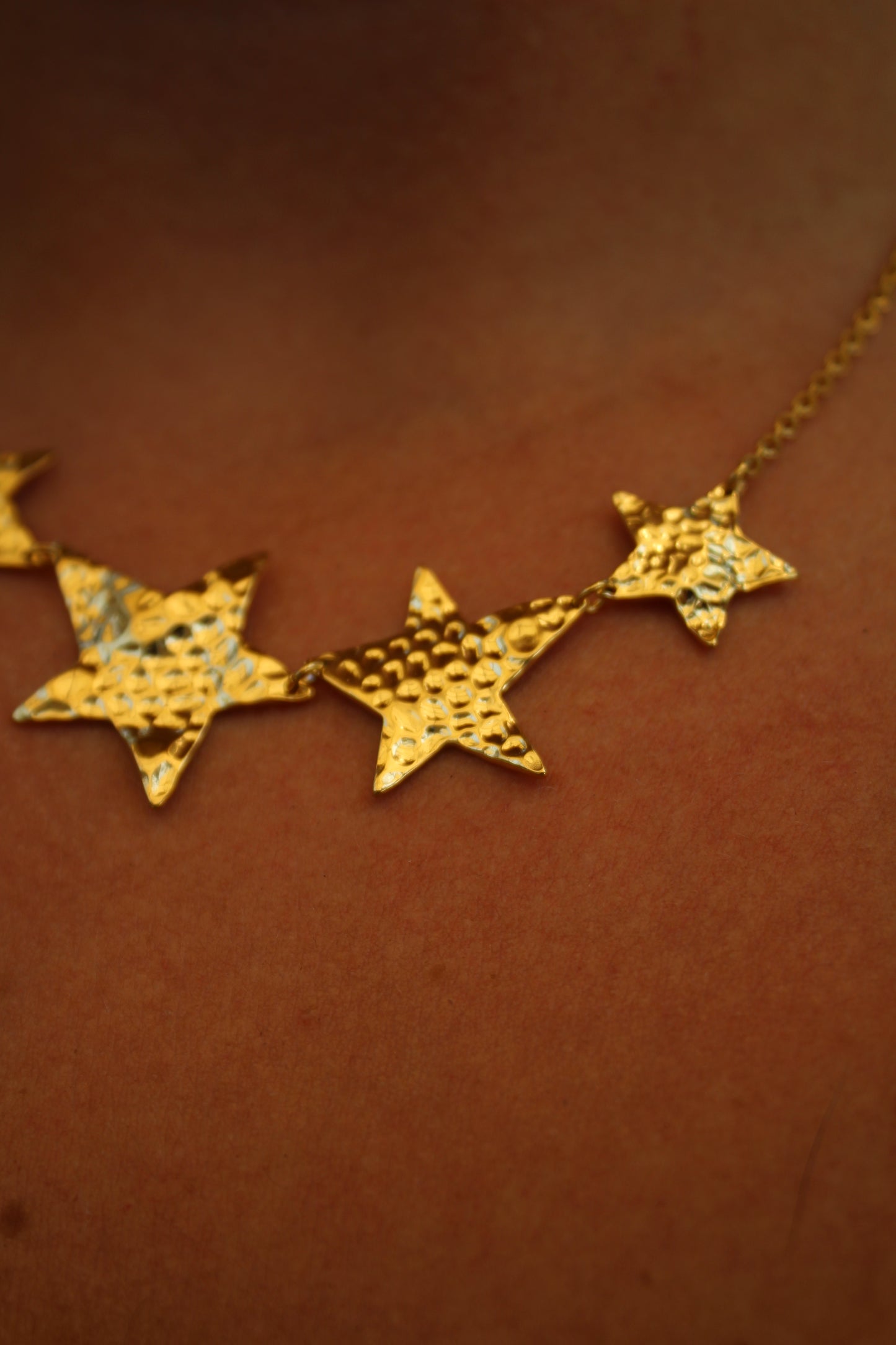 Five Golden Stars Necklace