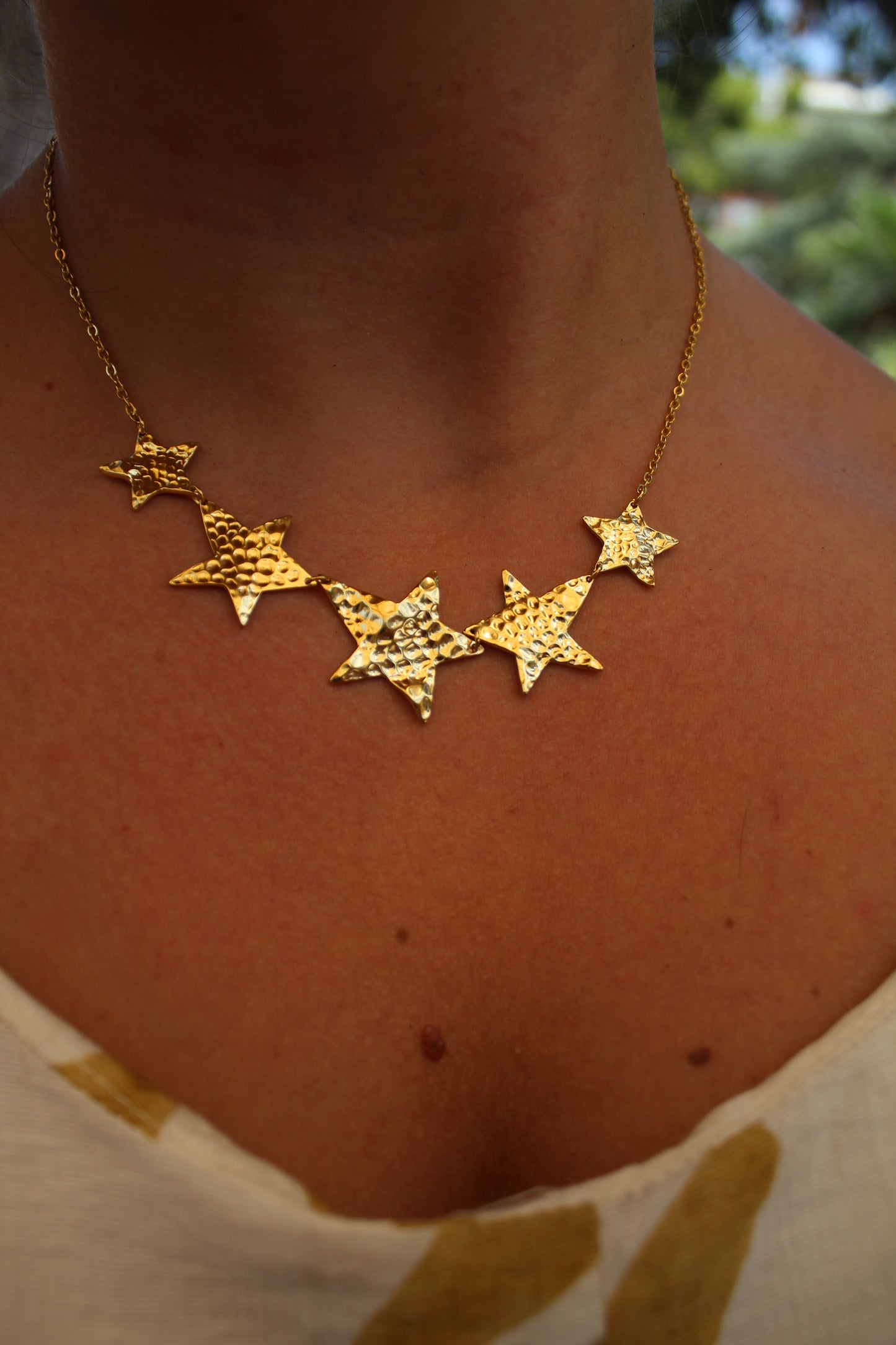 Five Golden Stars Necklace