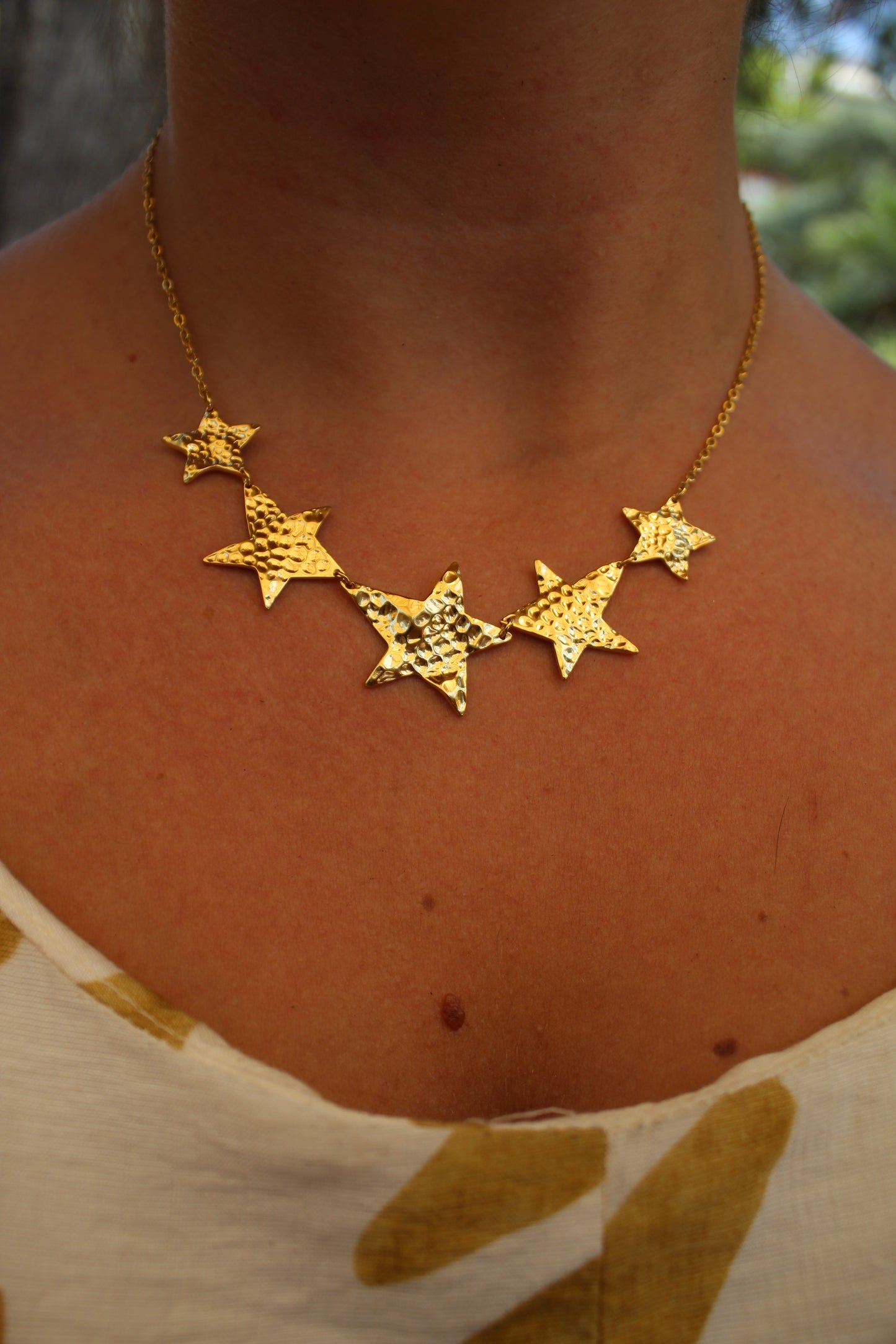 Five Golden Stars Necklace