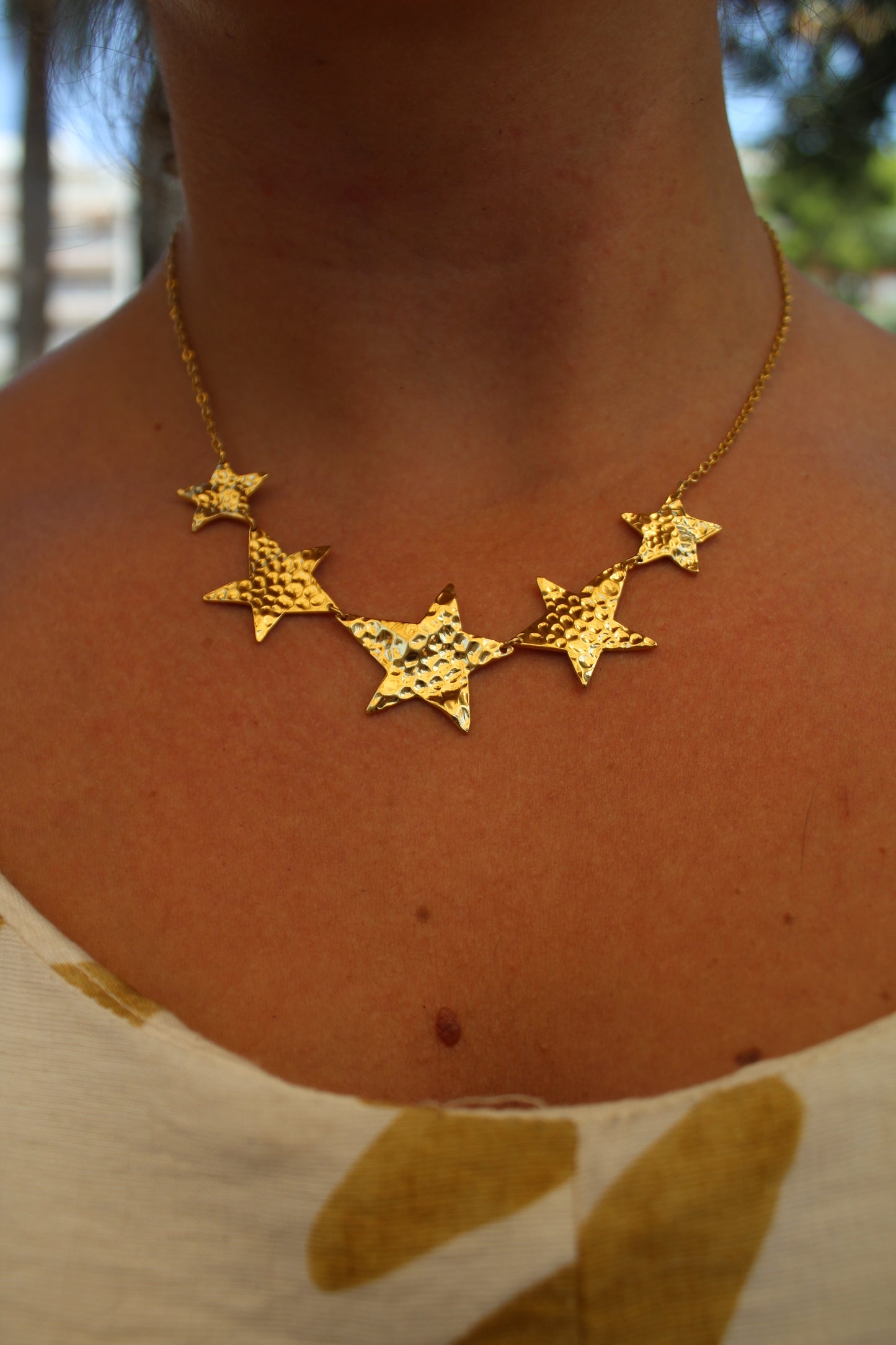 Five Golden Stars Necklace