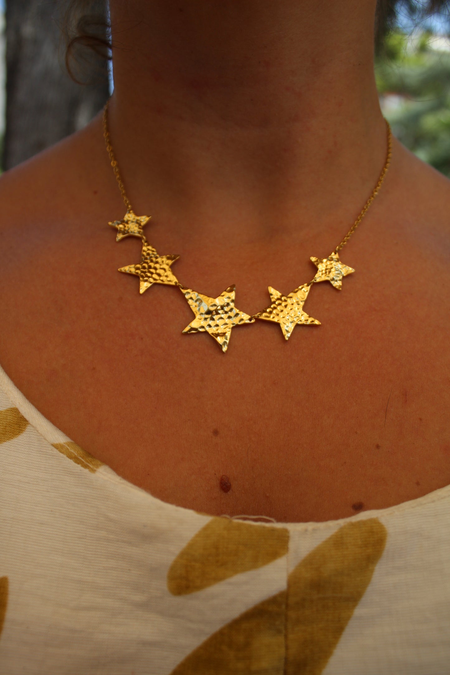 Five Golden Stars Necklace