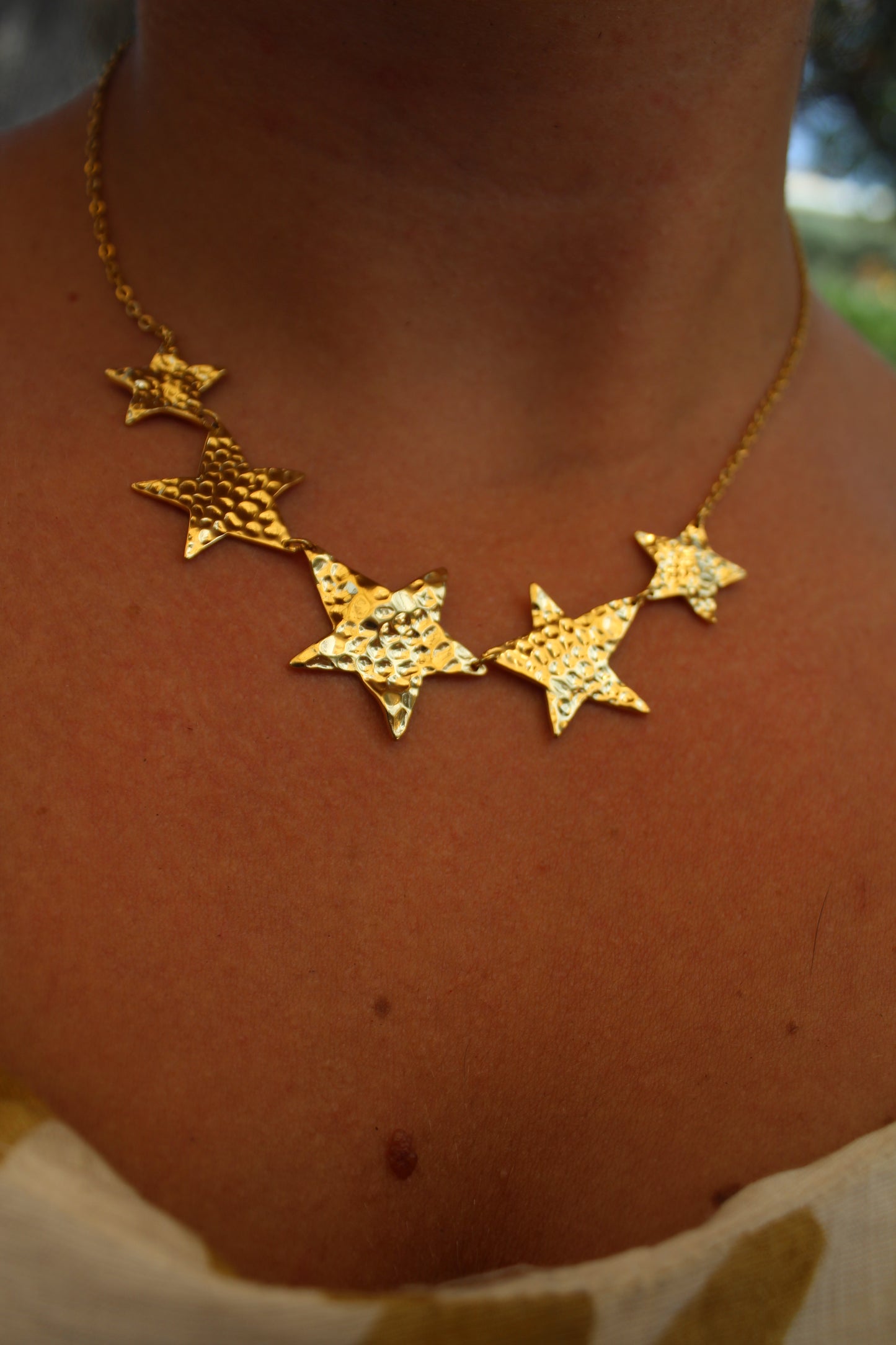 Five Golden Stars Necklace