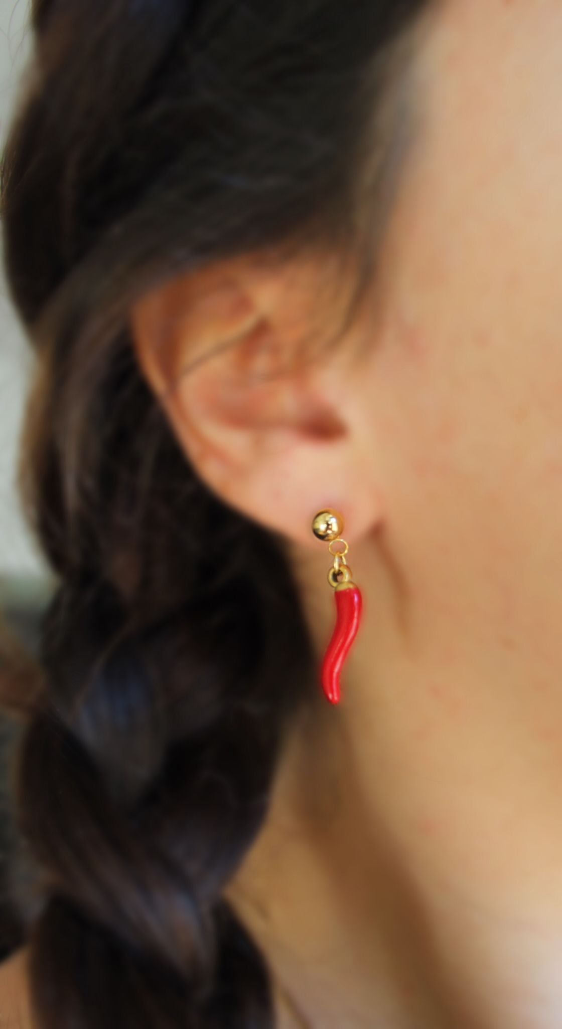 Cornicello Red Charm Earrings