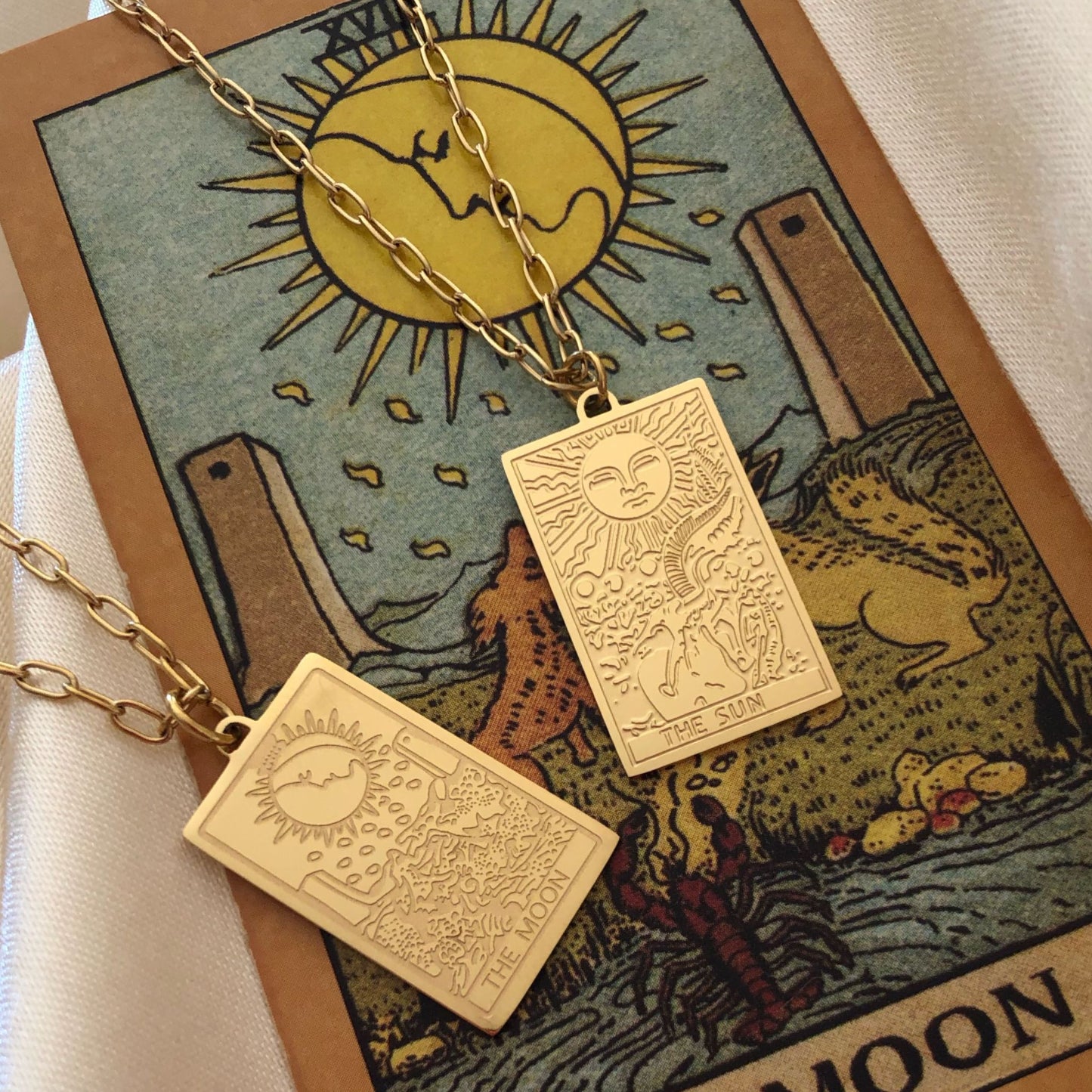 Gold Sun and Moon Tarot Necklaces