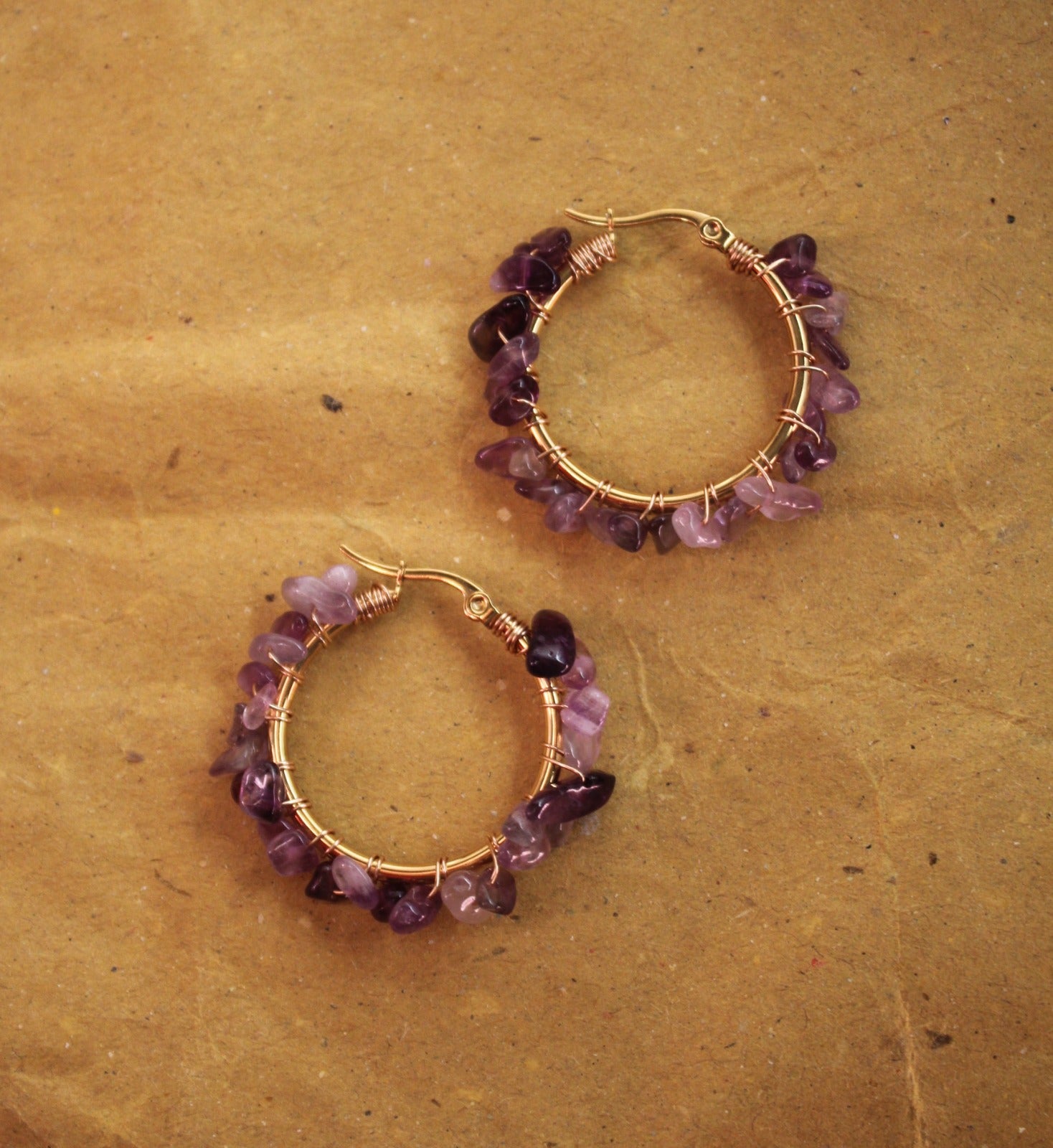 purple crystal hoop earrings