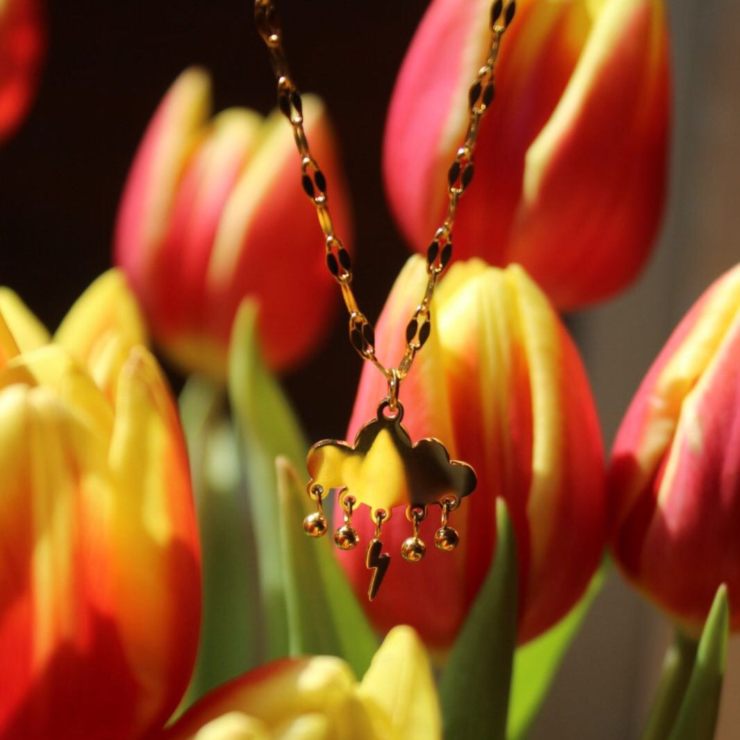 Rain charm, stainless steel 18k gold plated