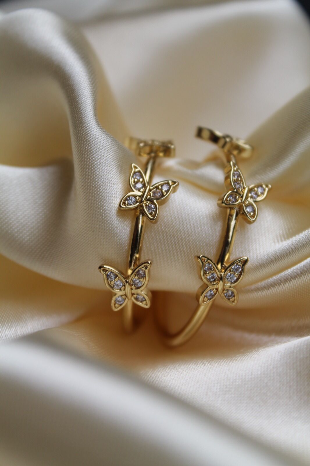 Zircon Adorned Butterfly Hoops