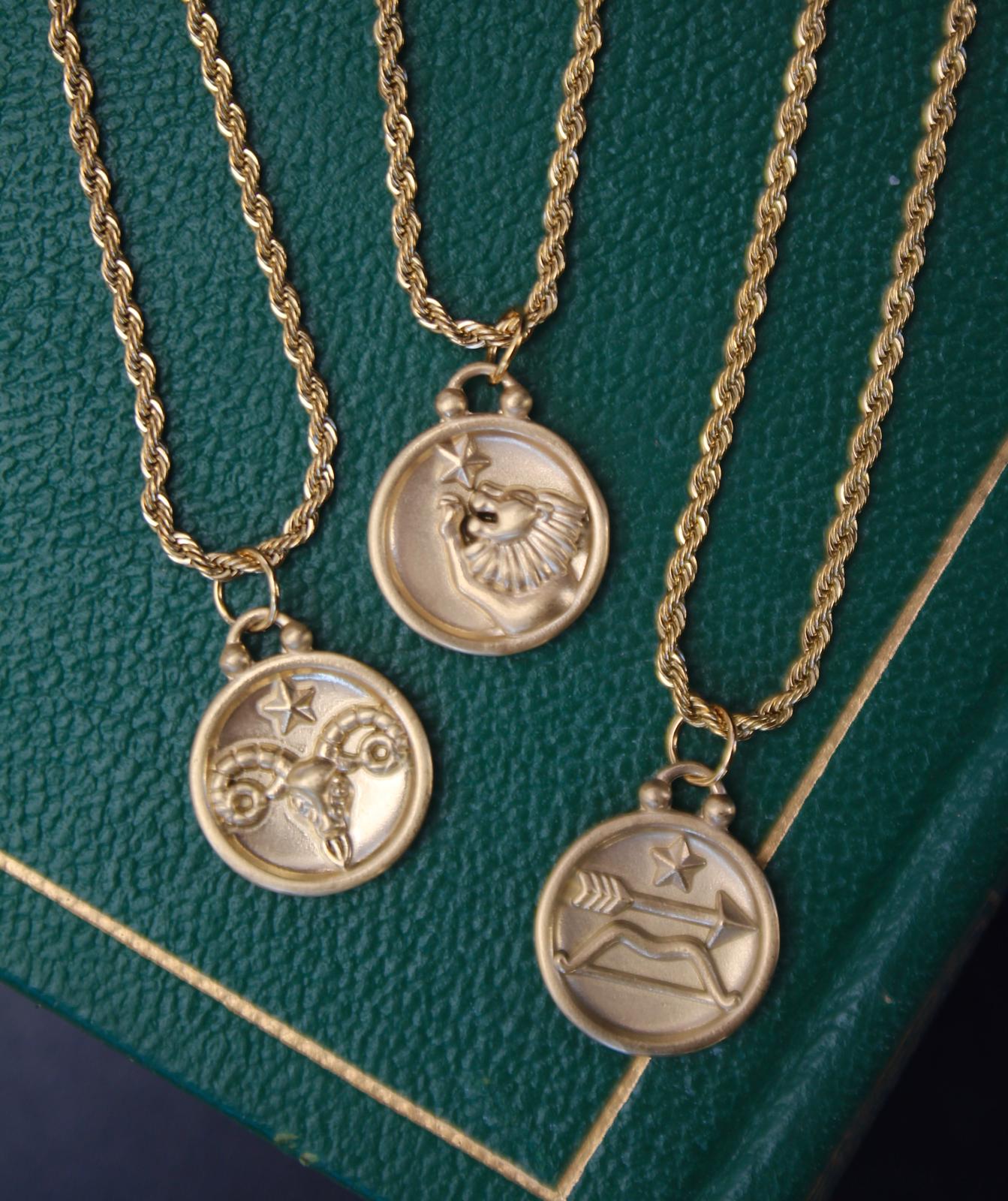 Zodiac Sign Necklace, Astrology Necklace, Star Sign Coin Stainless Steel Pendant, Constellation Necklace, Astrology Charm