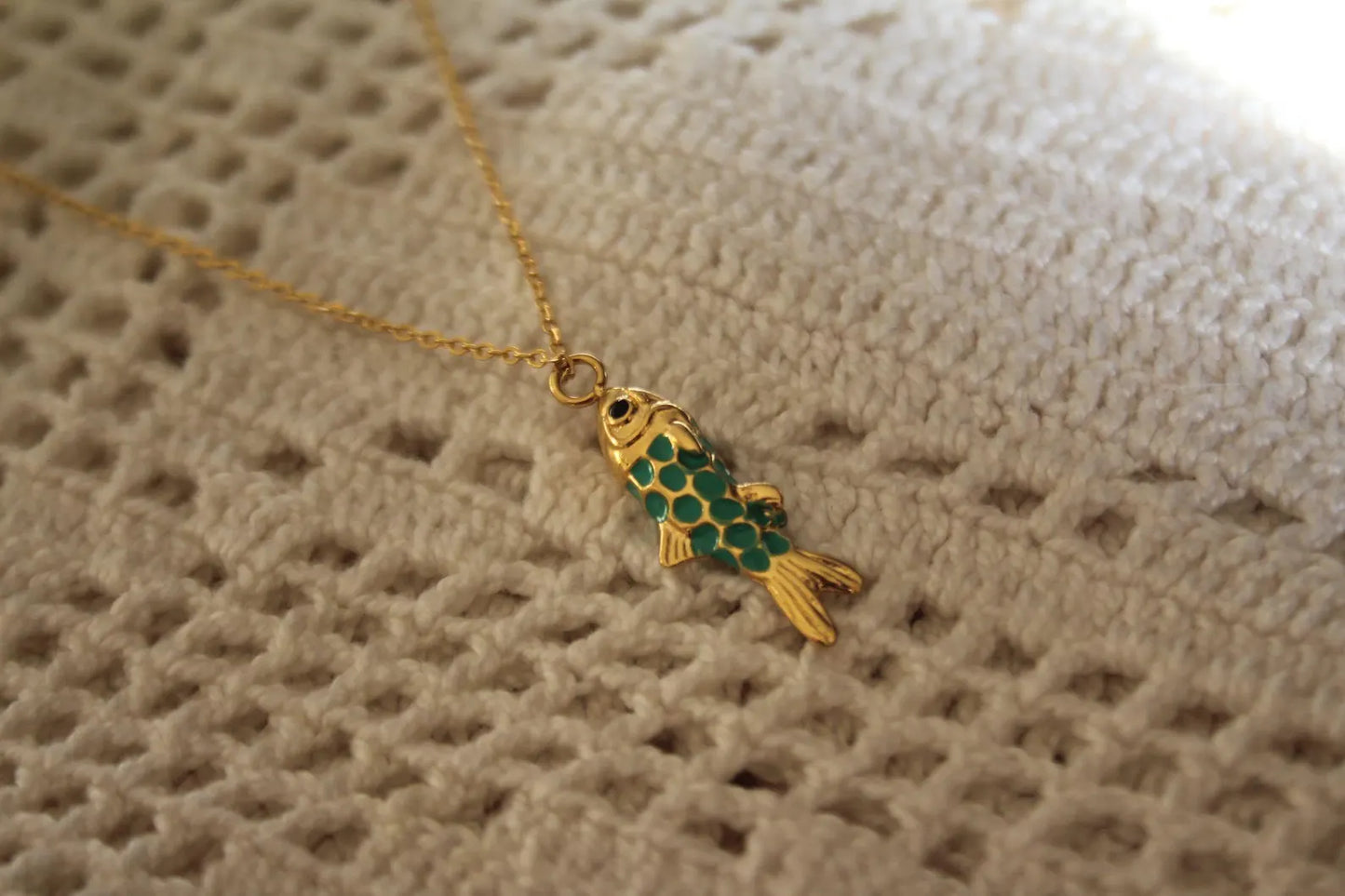 Little Golden Fish Necklace | Colorful Enamel Fish Charm