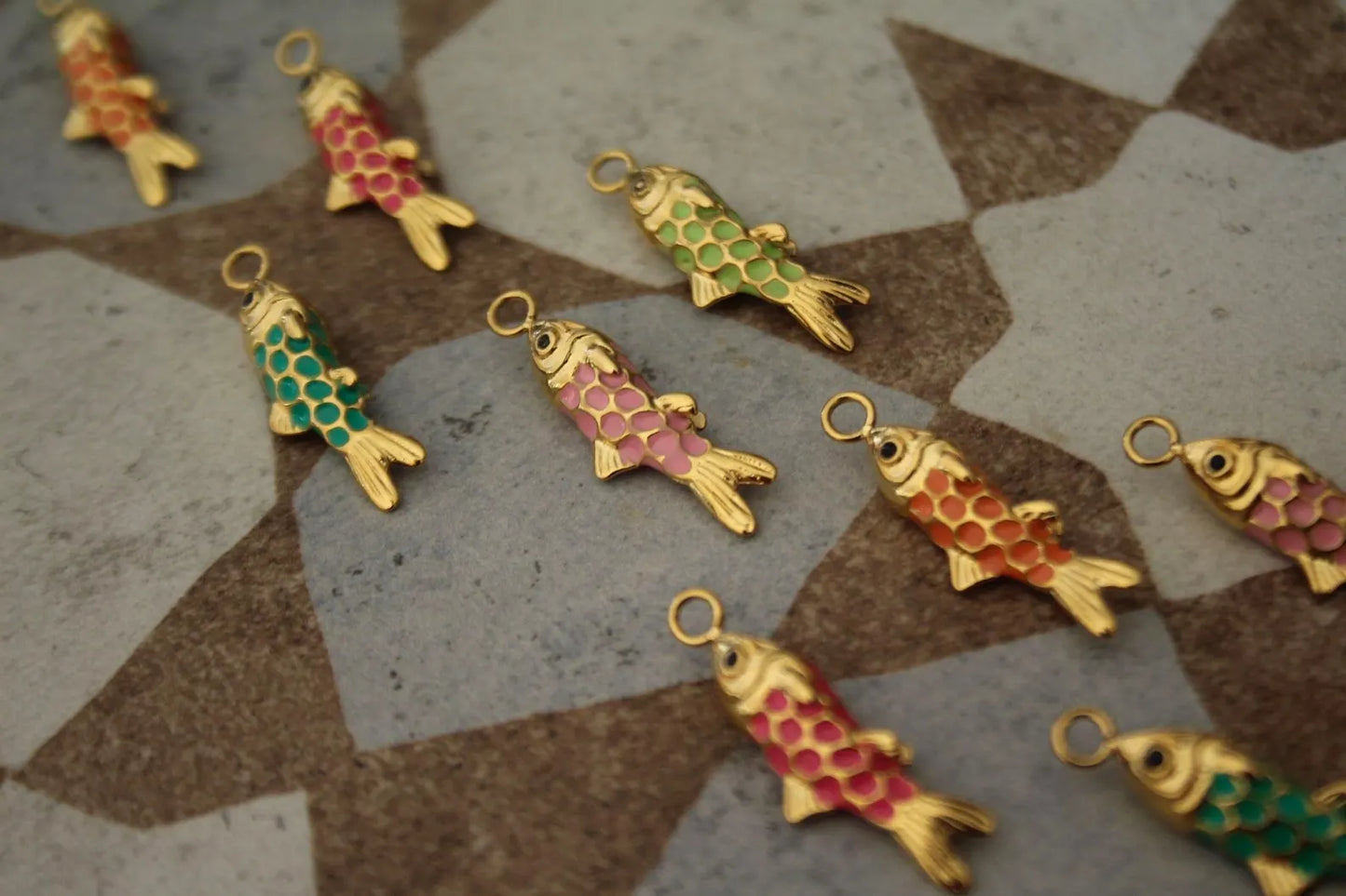 Little Golden Fish Necklace | Colorful Enamel Fish Charm
