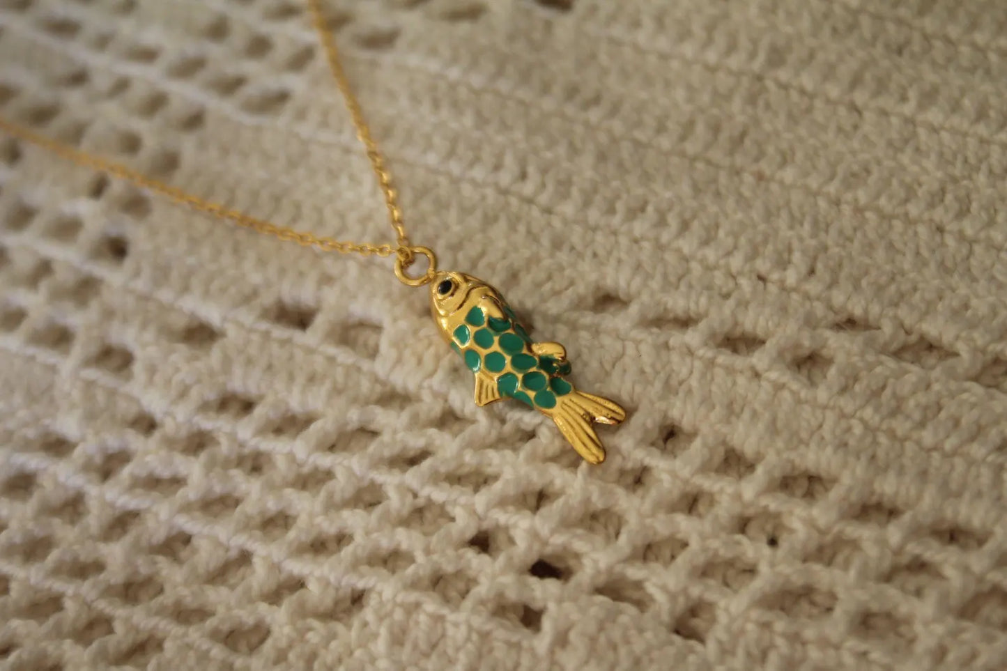 Little Golden Fish Necklace | Colorful Enamel Fish Charm