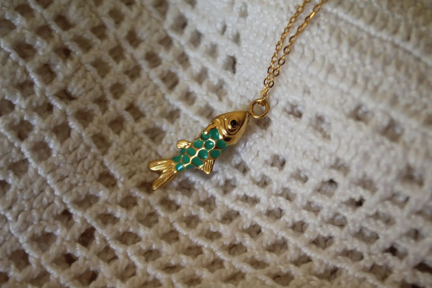 Little Golden Fish Necklace | Colorful Enamel Fish Charm