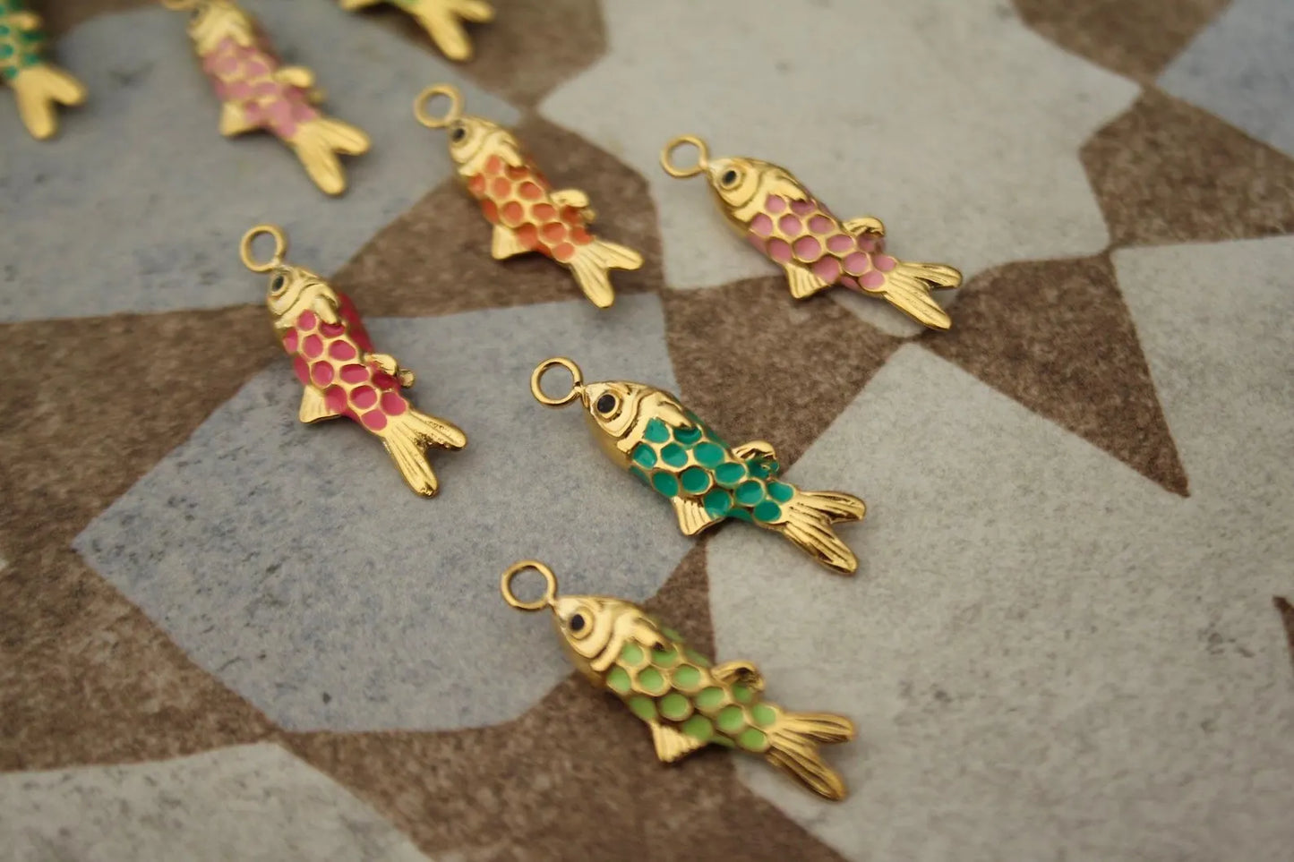 Little Golden Fish Necklace | Colorful Enamel Fish Charm