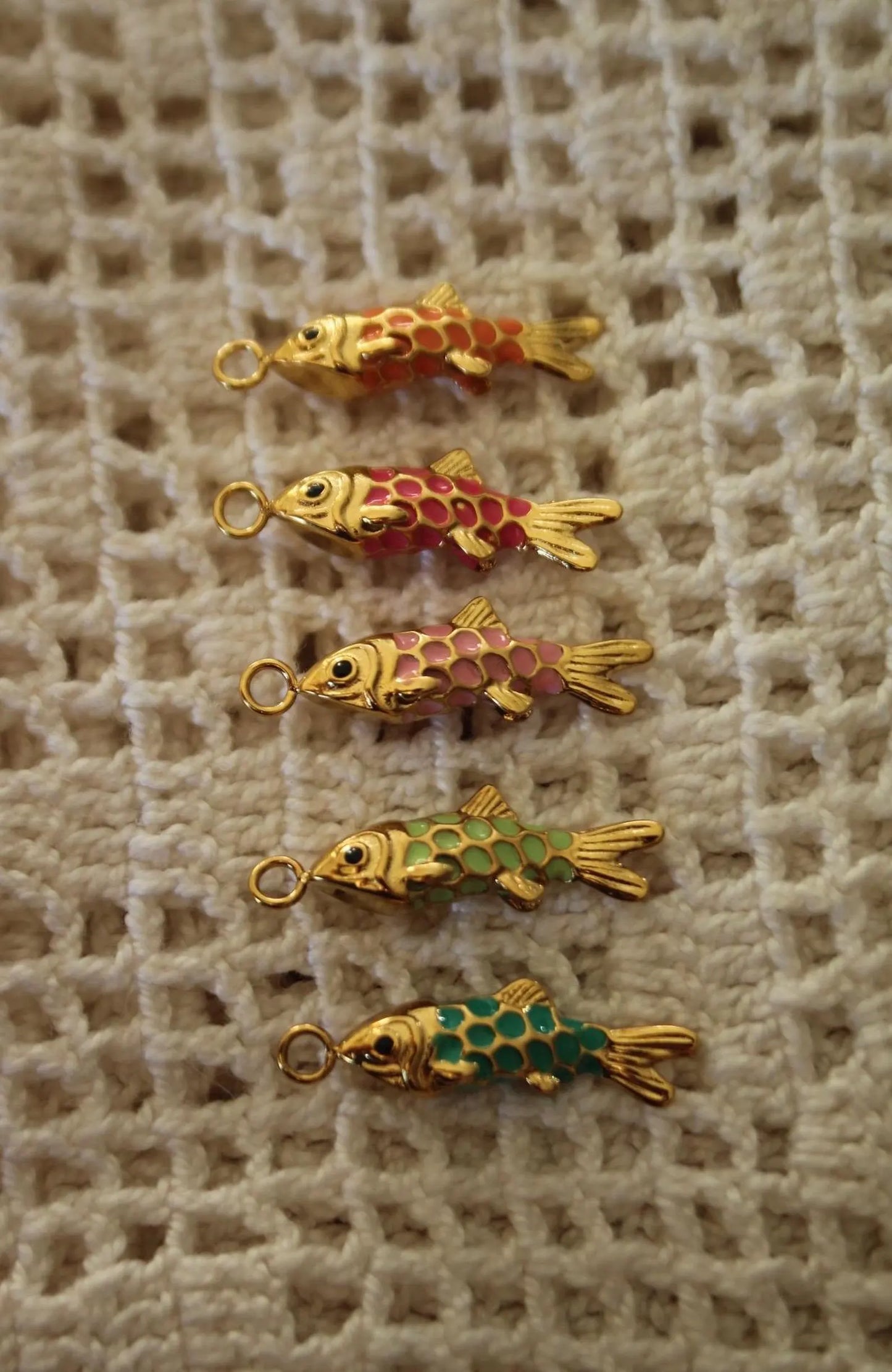 Little Golden Fish Necklace | Colorful Enamel Fish Charm