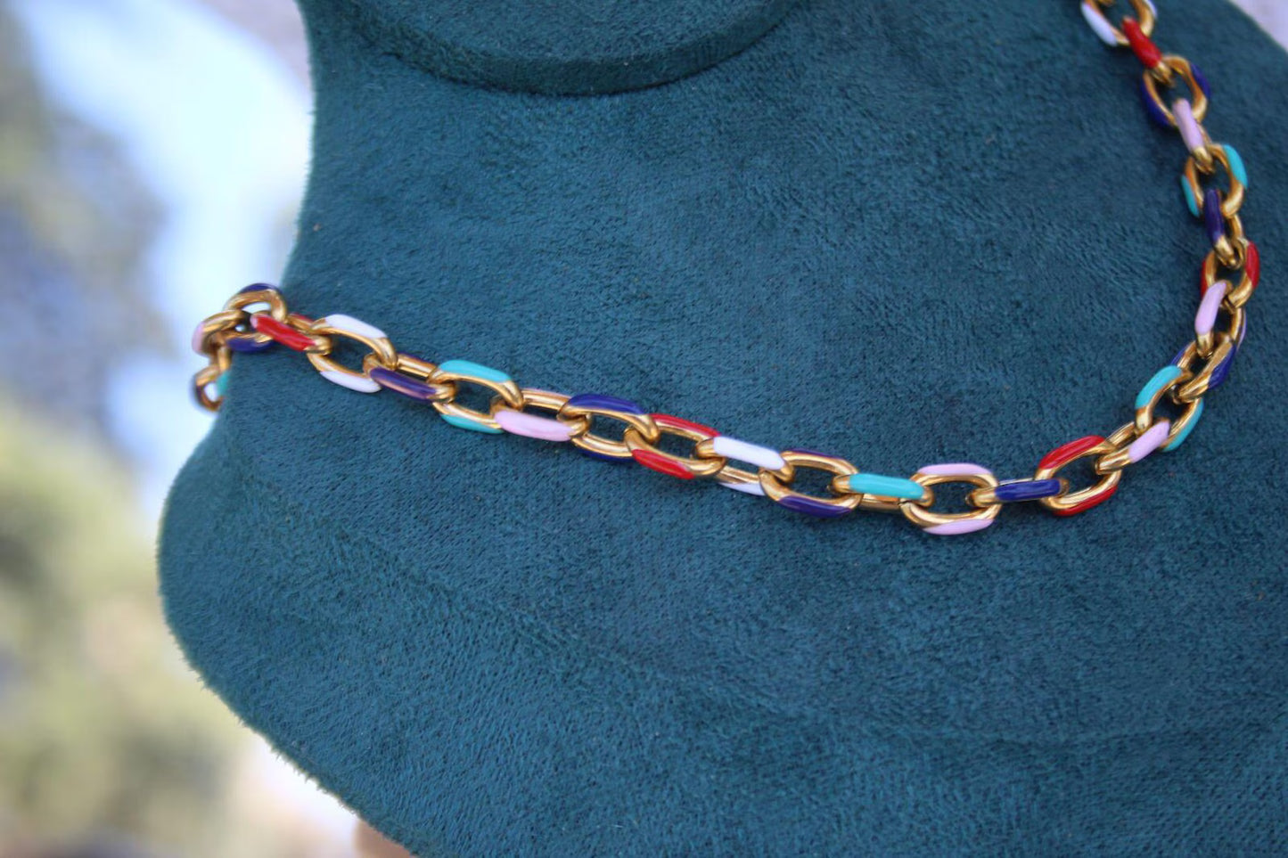 Chunky Gold & Enamel Chain Necklace
